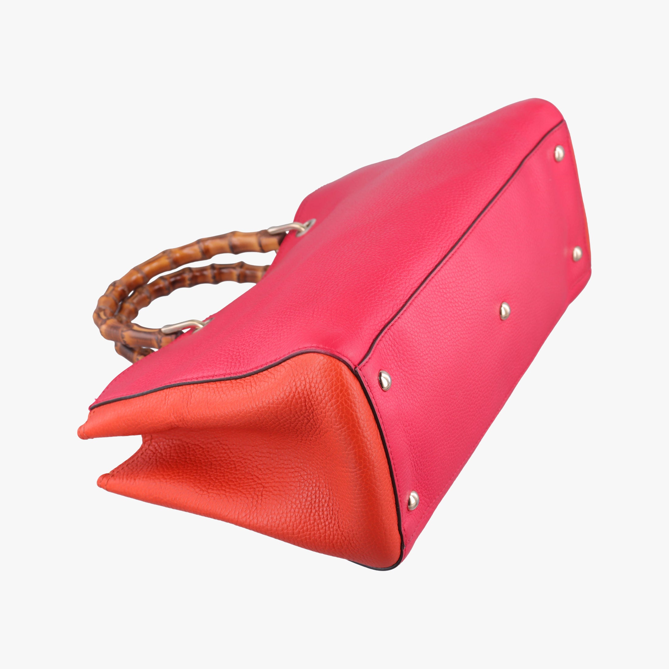 Pre-owned Gucci Bamboo Shopper Red×Orange Leather 323660 shoulderbag | stylenewstar