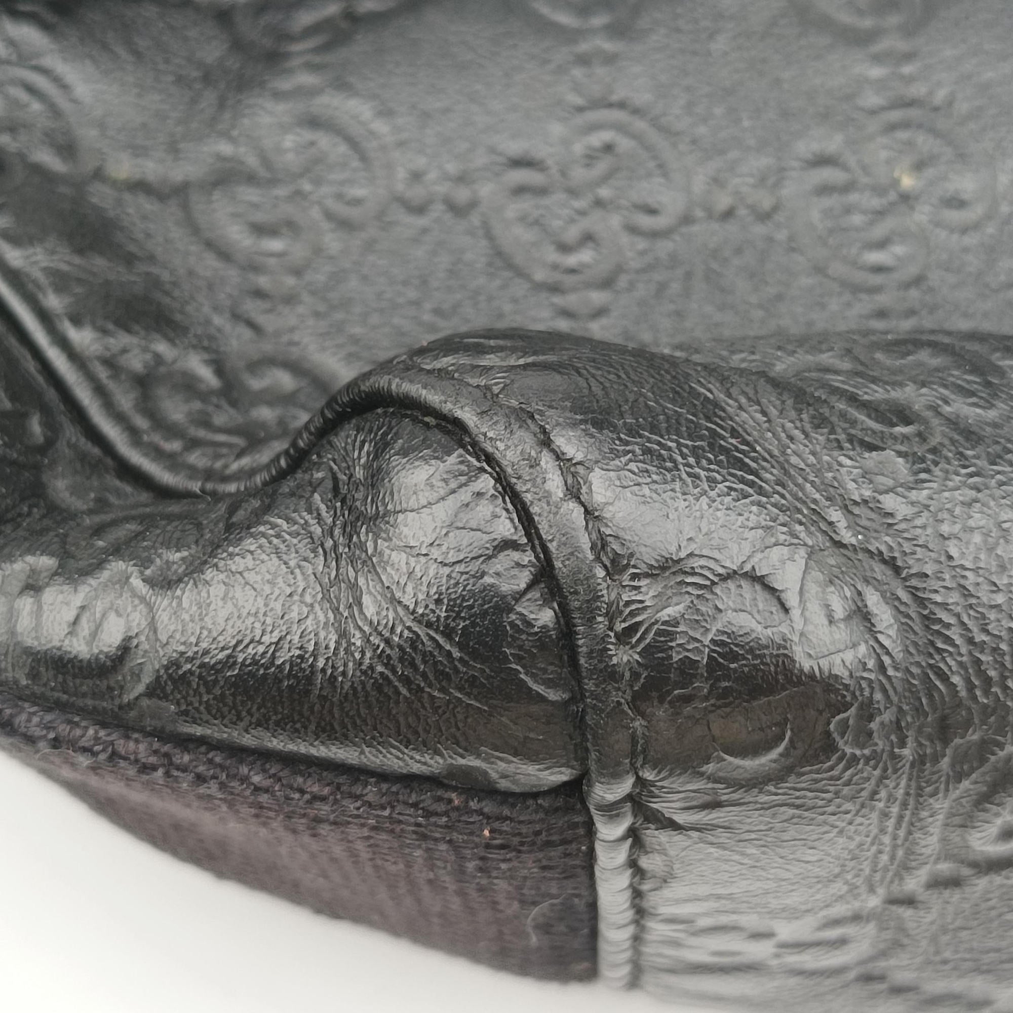 Pre-owned Gucci Guccissima Rubber Messenger Black Leather 246067 shoulderbag | stylenewstar