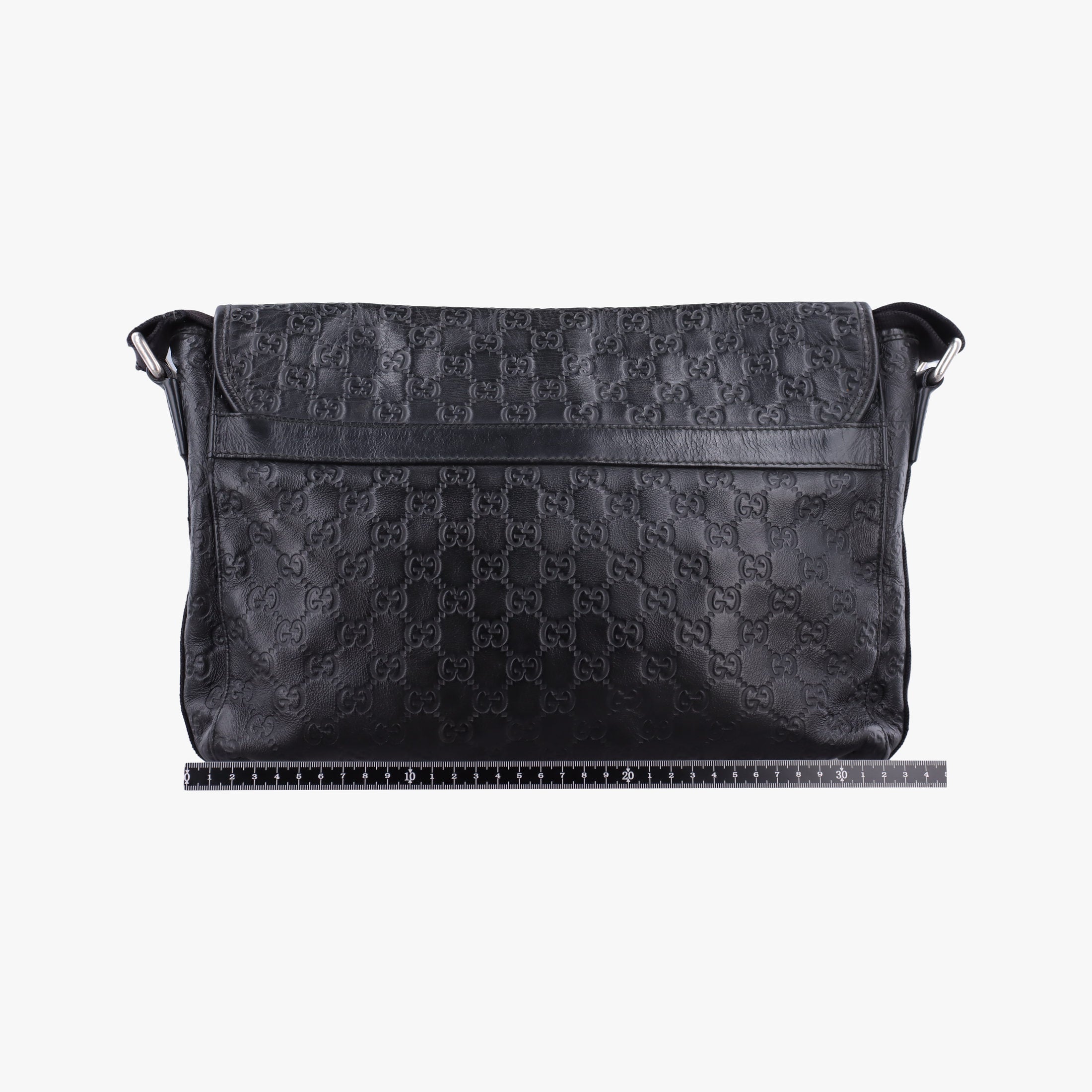 Pre-owned Gucci Guccissima Rubber Messenger Black Leather 246067 shoulderbag | stylenewstar
