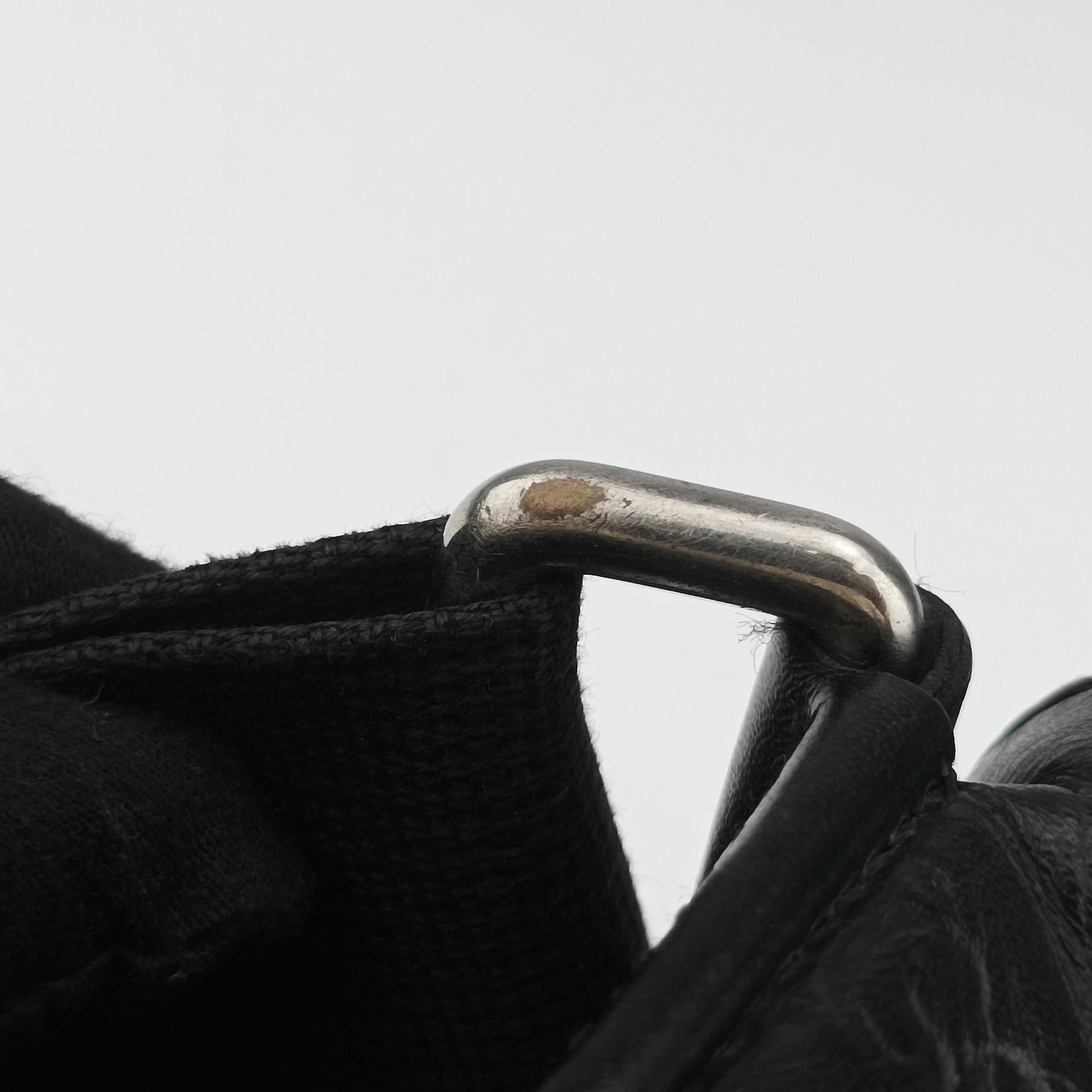Pre-owned Gucci Guccissima Rubber Messenger Black Leather 246067 shoulderbag | stylenewstar