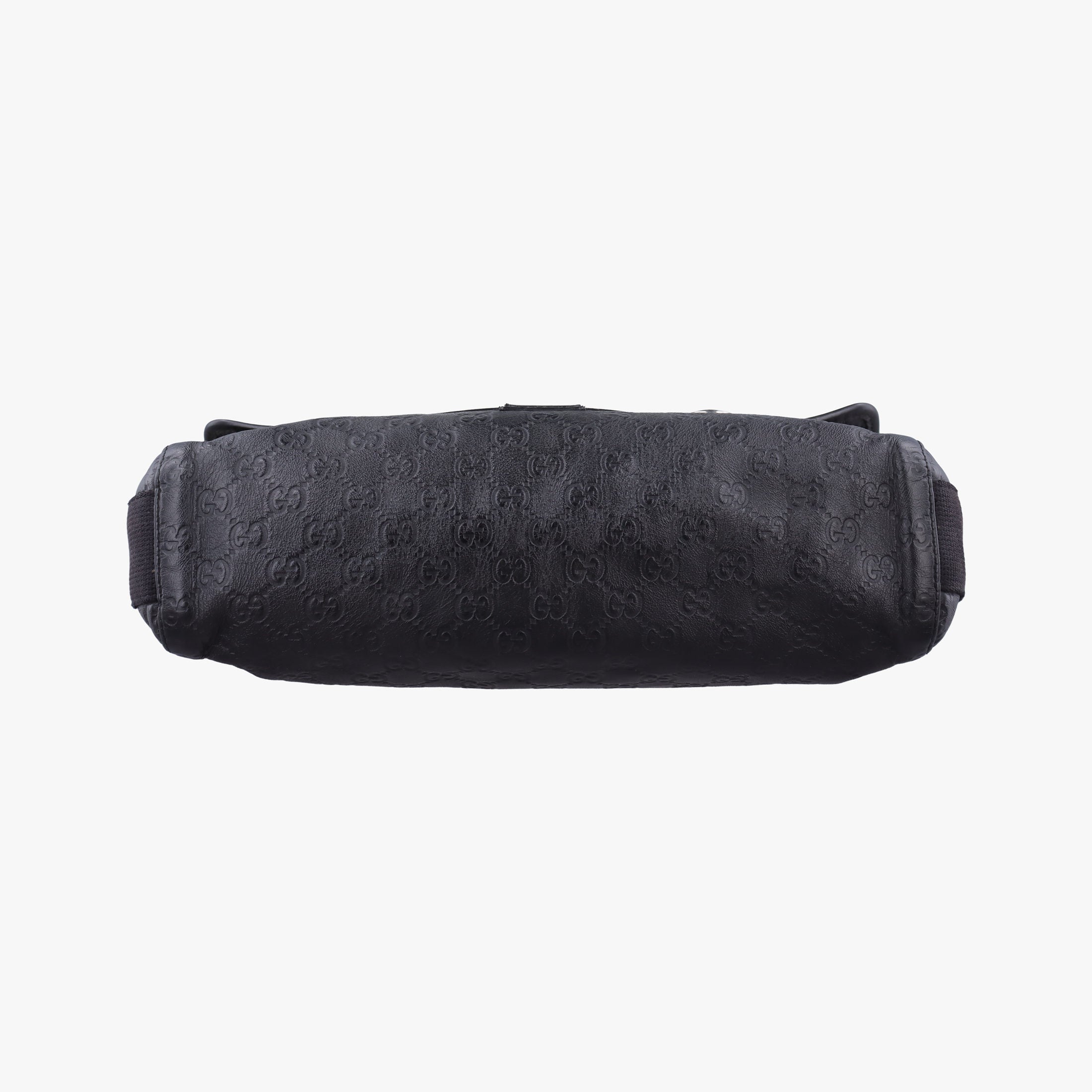 Pre-owned Gucci Guccissima Rubber Messenger Black Leather 246067 shoulderbag | stylenewstar