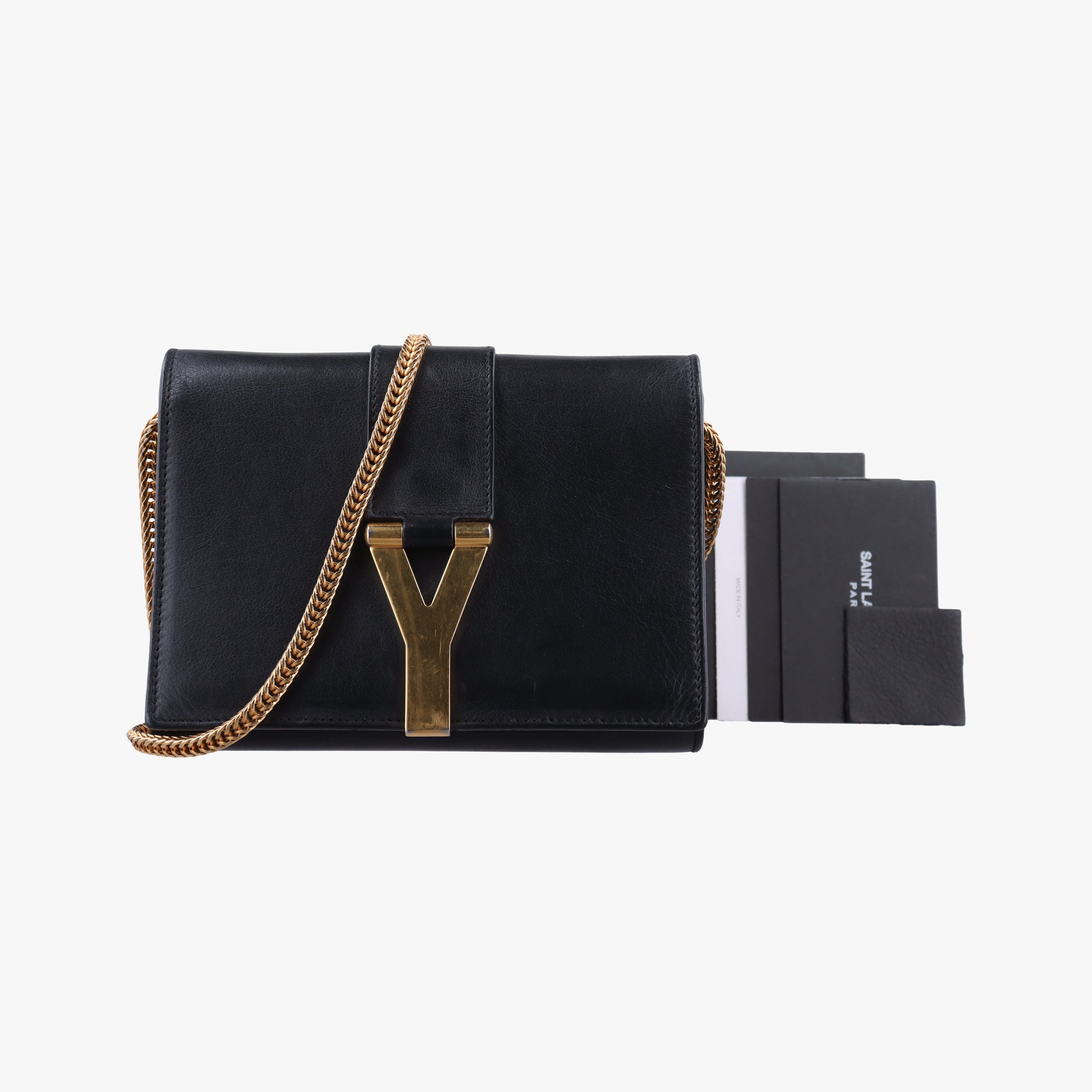 Pre-owned Yves Saint Laurent ChYc Mini Y Line Black Leather 311215 shoulderbag | stylenewstar