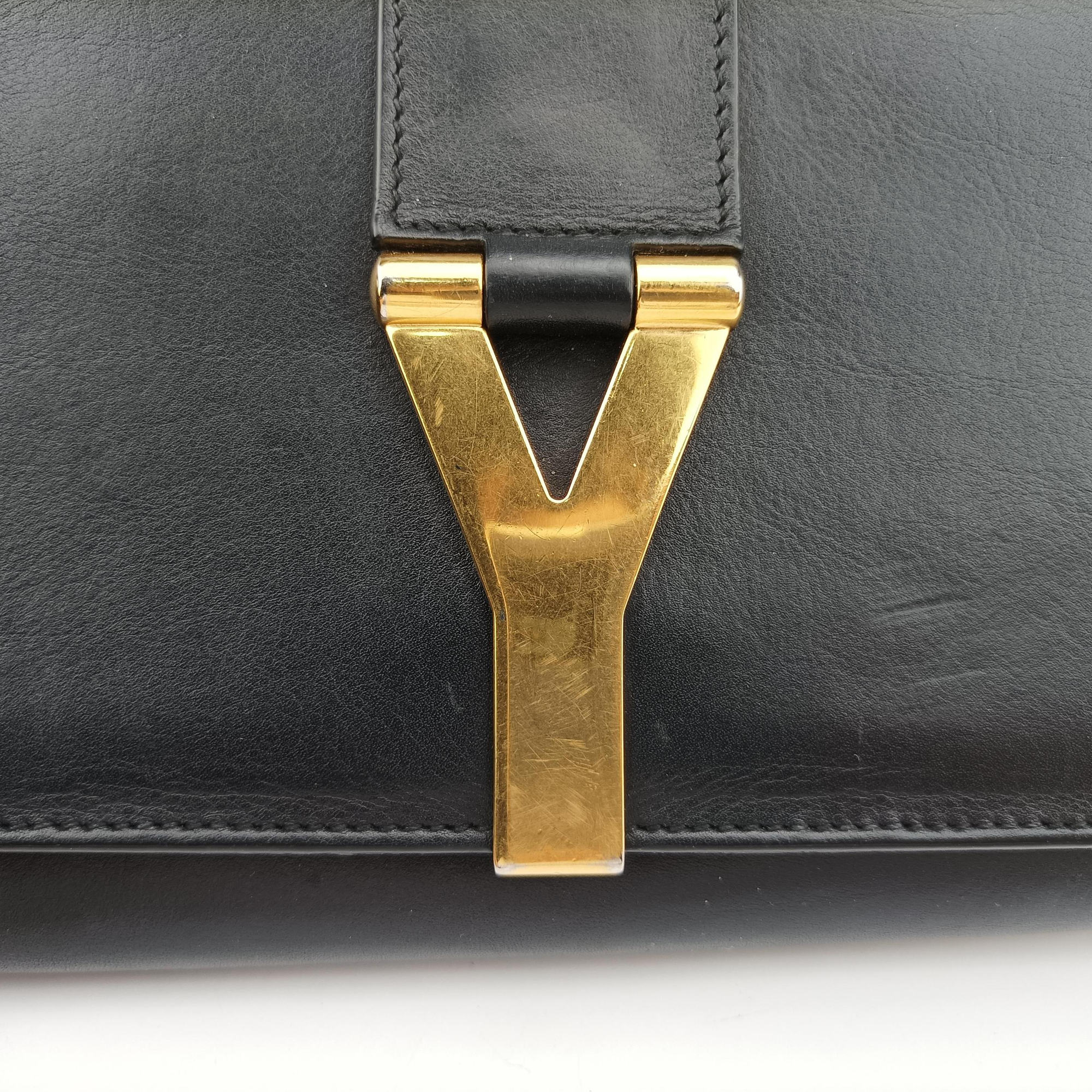 Pre-owned Yves Saint Laurent ChYc Mini Y Line Black Leather 311215 shoulderbag | stylenewstar
