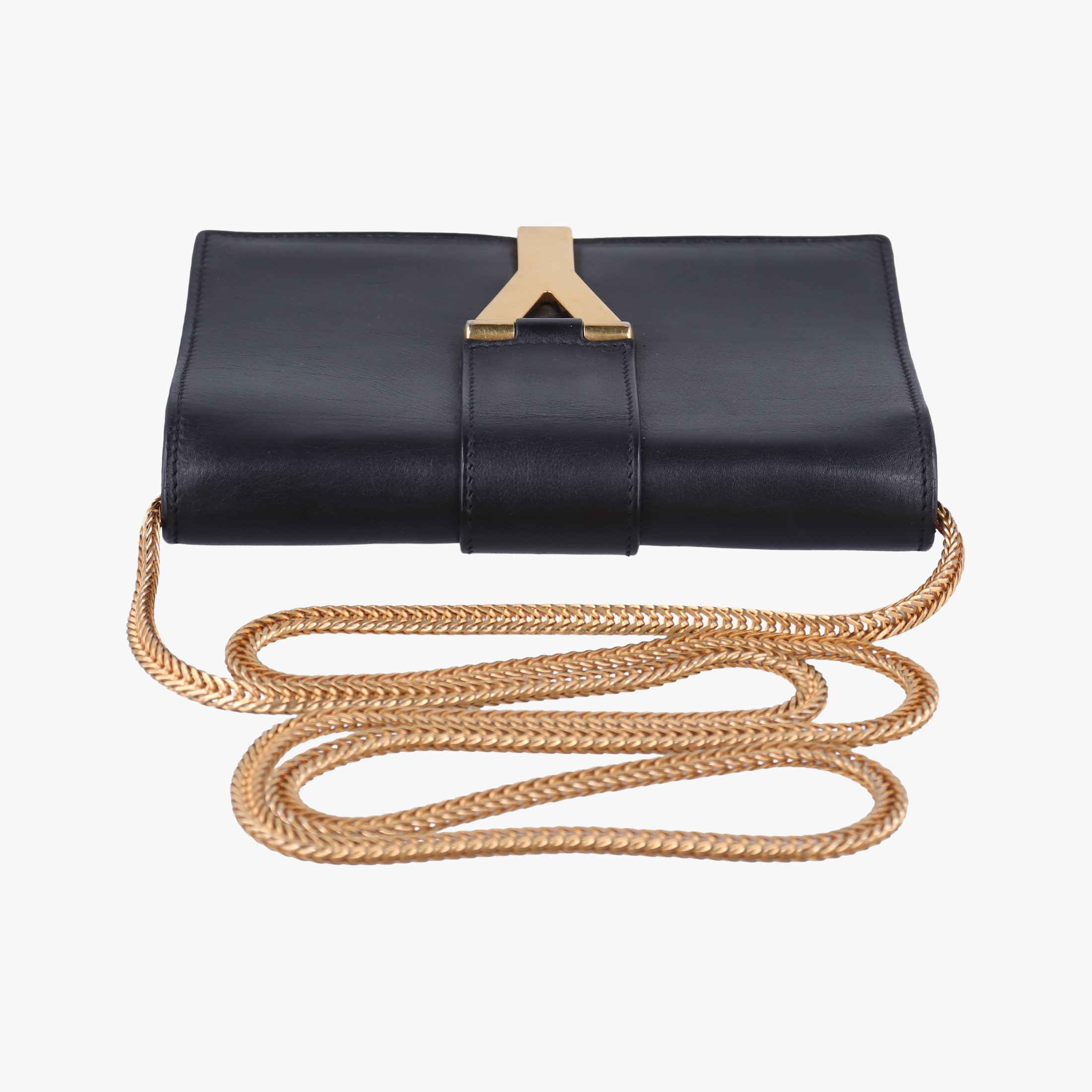 Pre-owned Yves Saint Laurent ChYc Mini Y Line Black Leather 311215 shoulderbag | stylenewstar