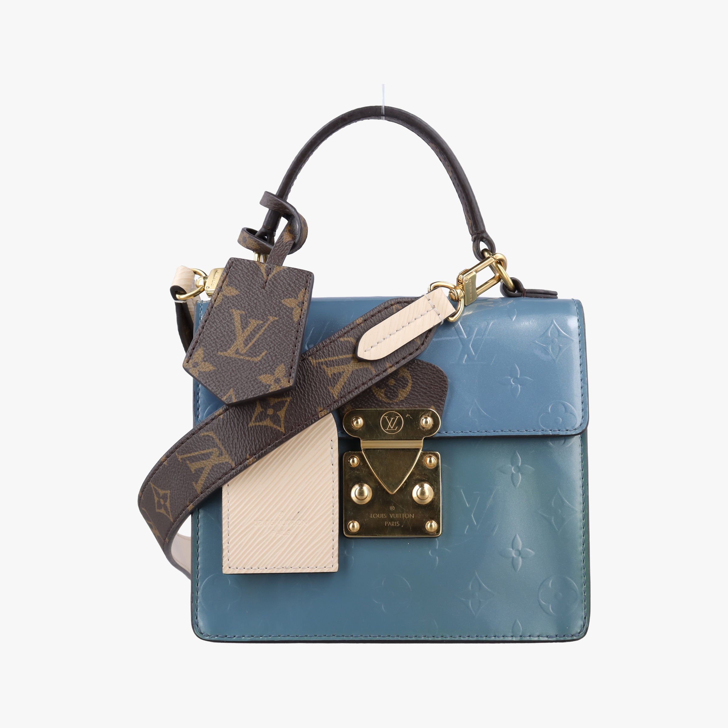 Vintage Louis Vuitton Spring Street PM BLACK×white×Blue Vernis×Monogram×Epi M90375 shoulderbag | stylenewstar