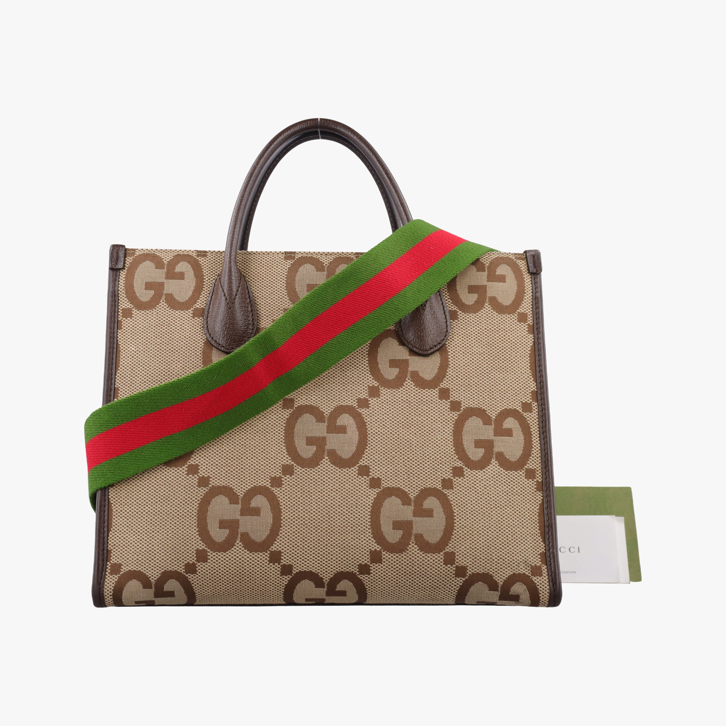 Vintage Gucci Jumbo GG Tote Brown×Green×Red canvas×leather 703974 shoulderbag | stylenewstar