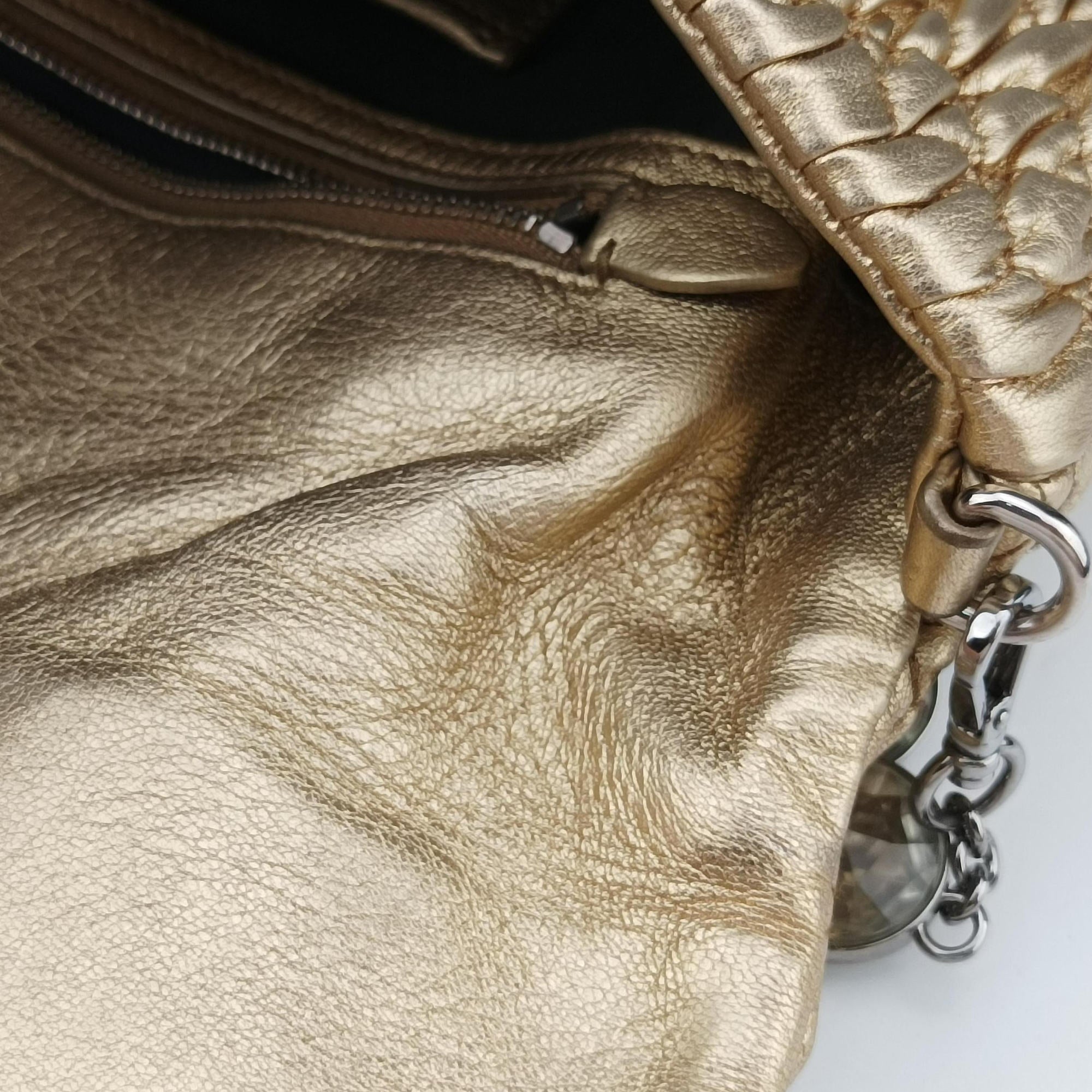 Vintage Miu Miu Iconic Crystal Cloque Golden Nappa Leather 5BD233 shoulderbag | stylenewstar