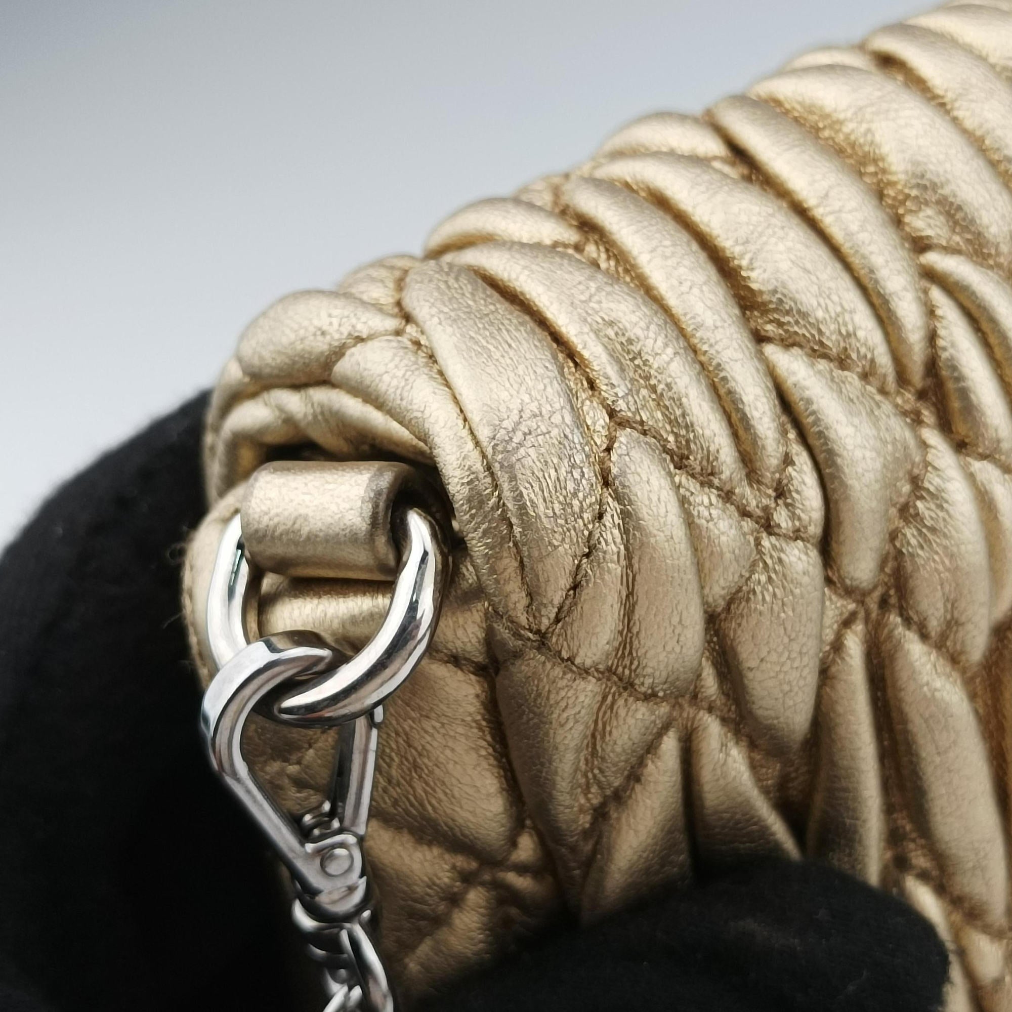 Vintage Miu Miu Iconic Crystal Cloque Golden Nappa Leather 5BD233 shoulderbag | stylenewstar