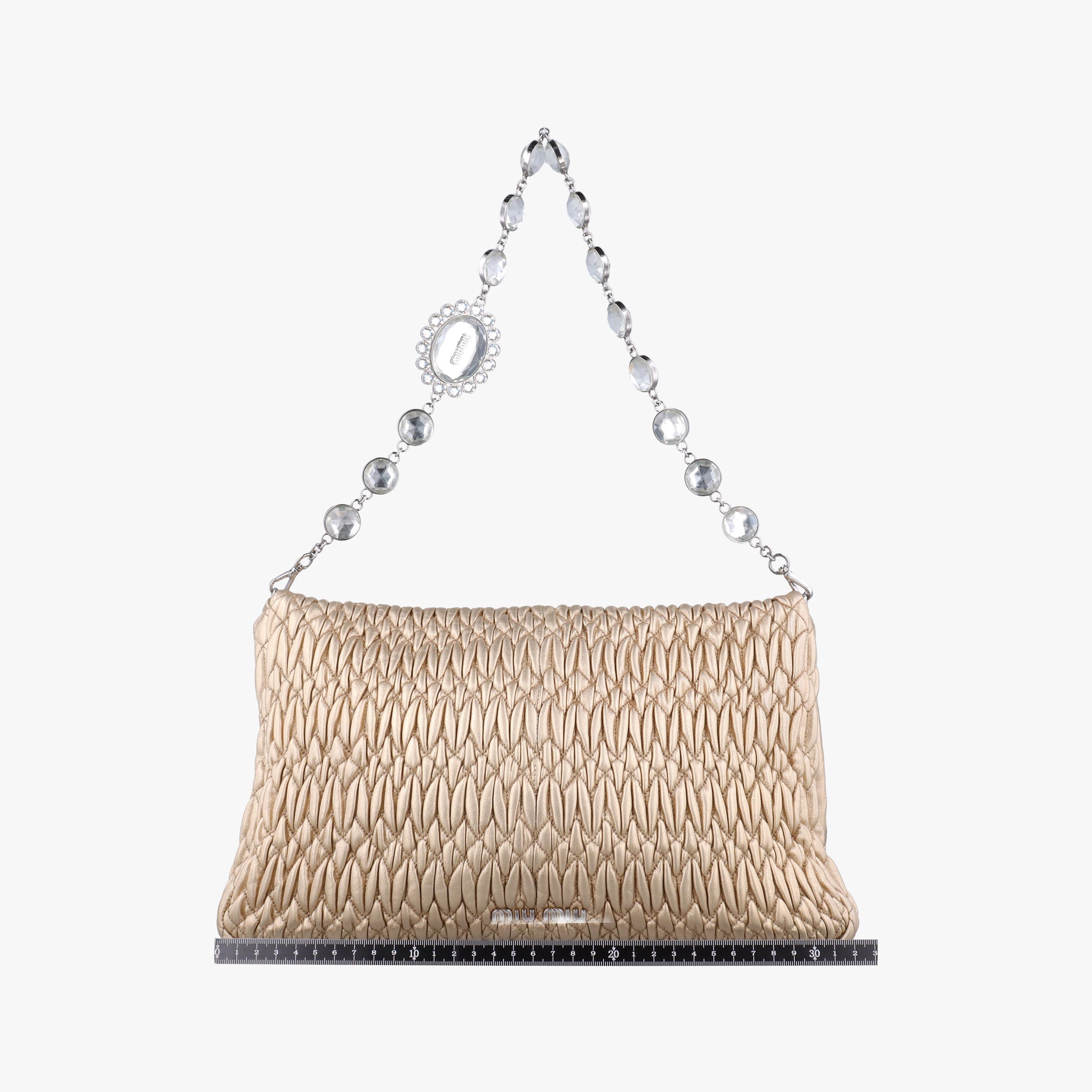 Vintage Miu Miu Iconic Crystal Cloque Golden Nappa Leather 5BD233 shoulderbag | stylenewstar