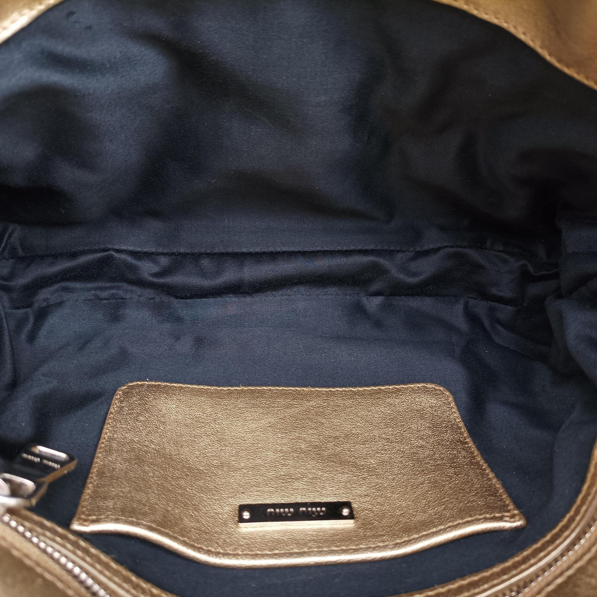 Vintage Miu Miu Iconic Crystal Cloque Golden Nappa Leather 5BD233 shoulderbag | stylenewstar