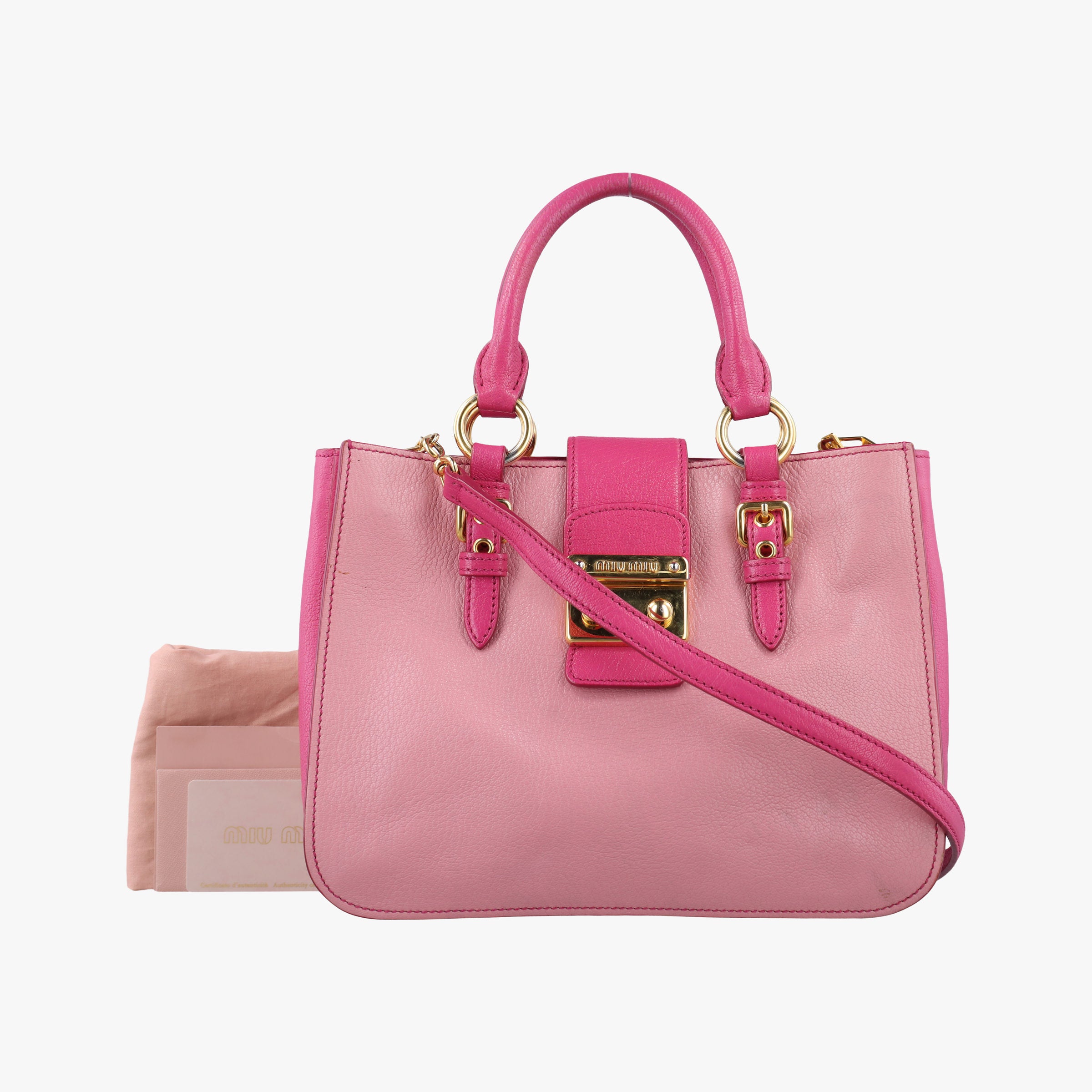 Pre-owned Miu Miu Madras Pink Leather  shoulderbag | stylenewstar
