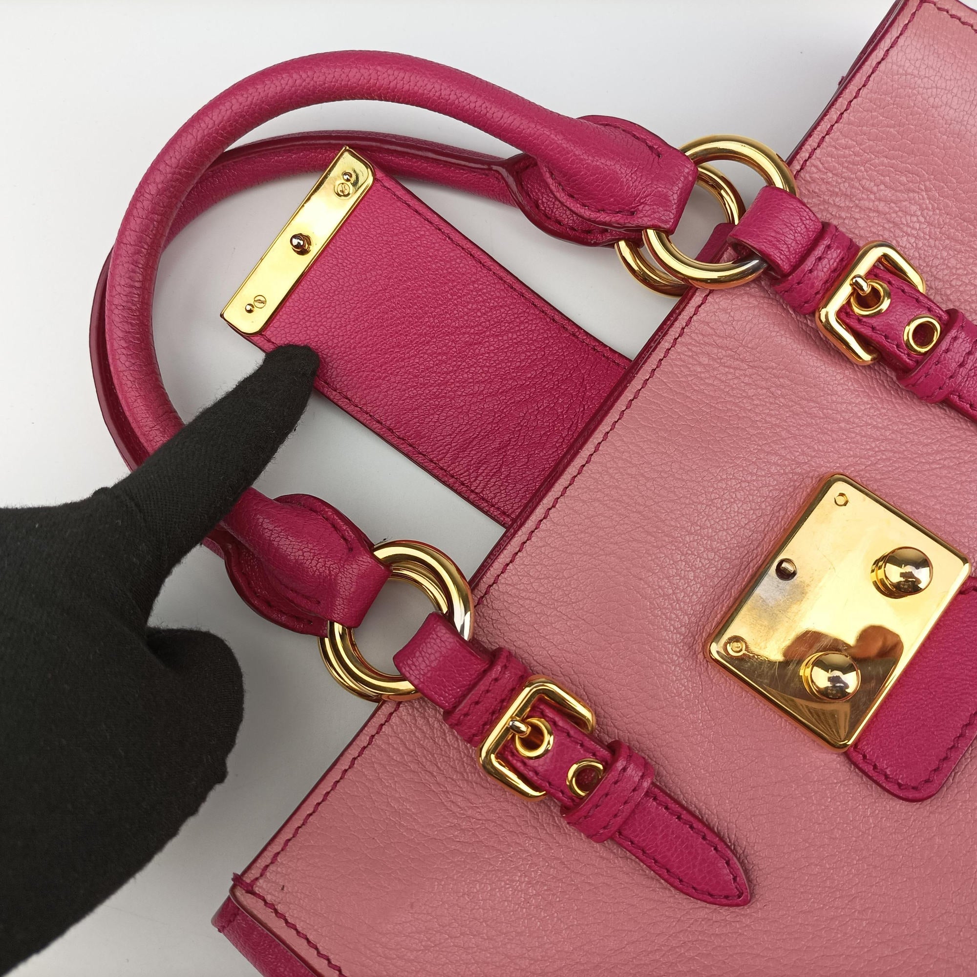 Pre-owned Miu Miu Madras Pink Leather  shoulderbag | stylenewstar