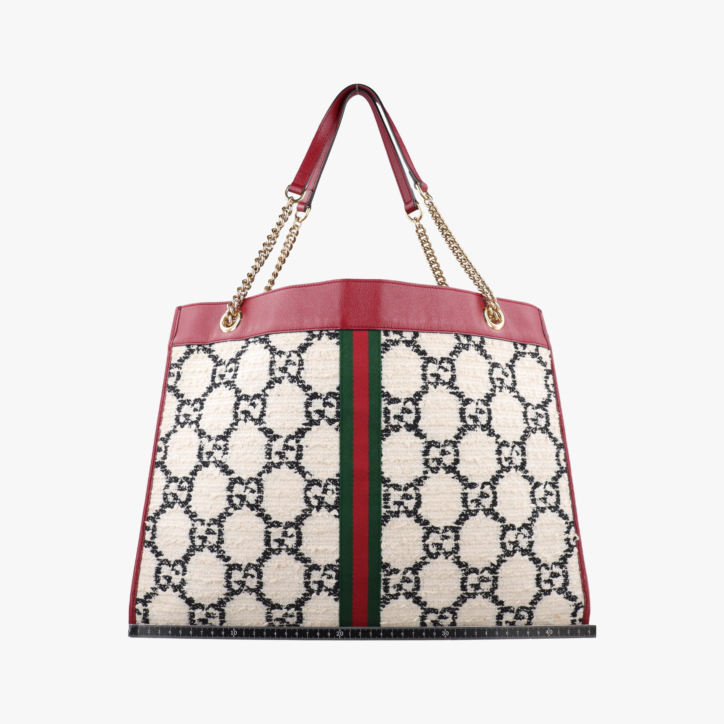 Vintage Gucci Rajah White×red tweed × leather 537219 shoulderbag | stylenewstar