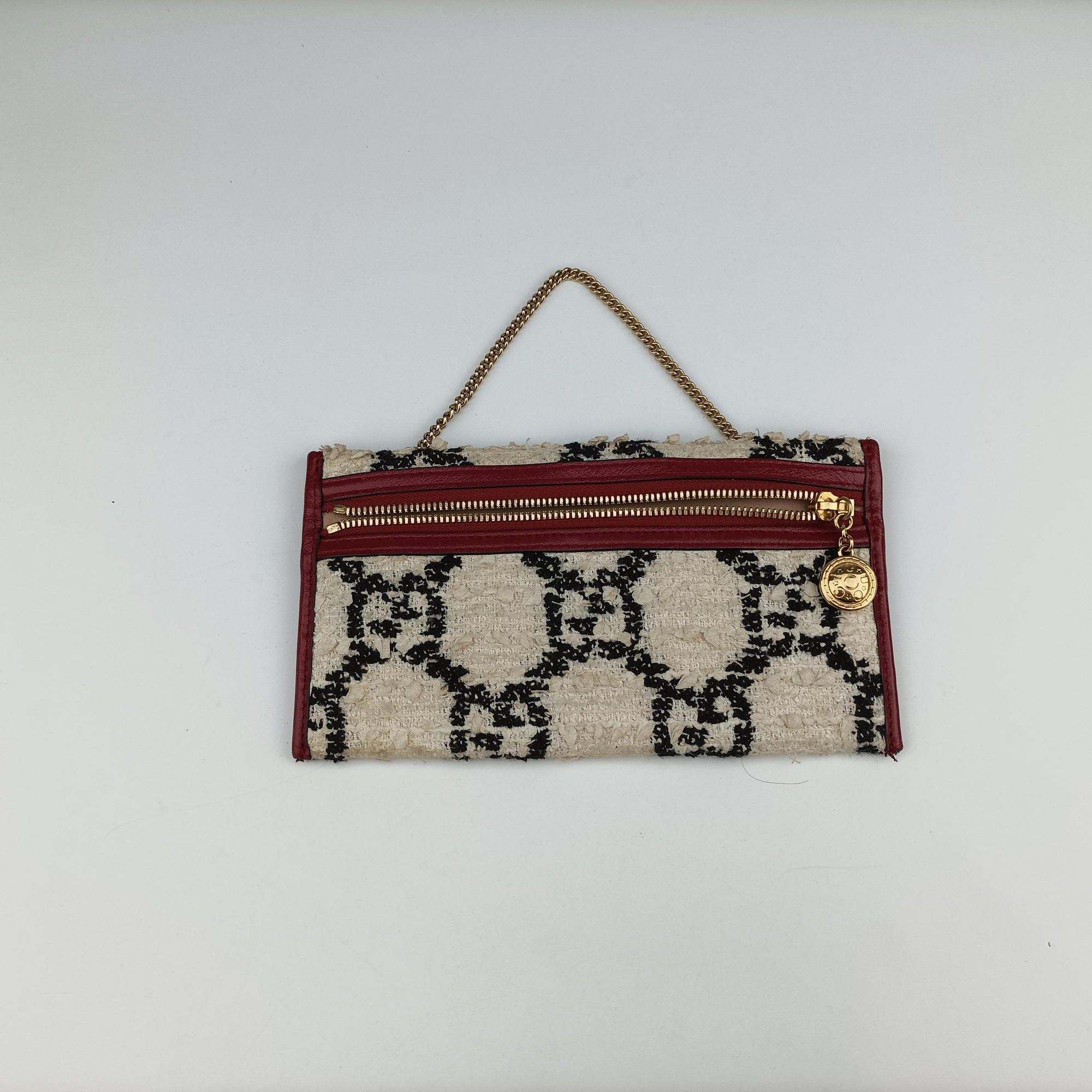 Vintage Gucci Rajah White×red tweed × leather 537219 shoulderbag | stylenewstar