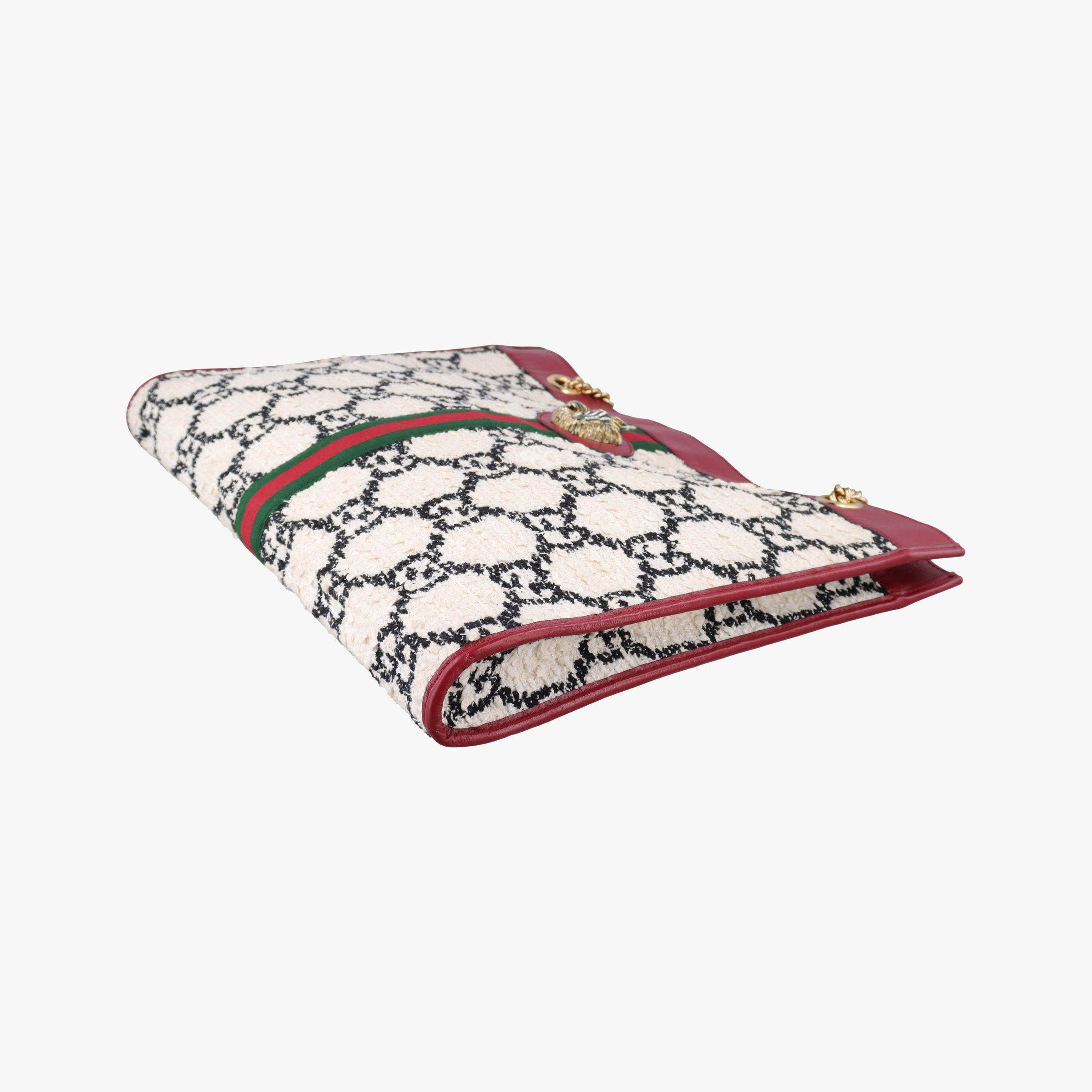 Vintage Gucci Rajah White×red tweed × leather 537219 shoulderbag | stylenewstar