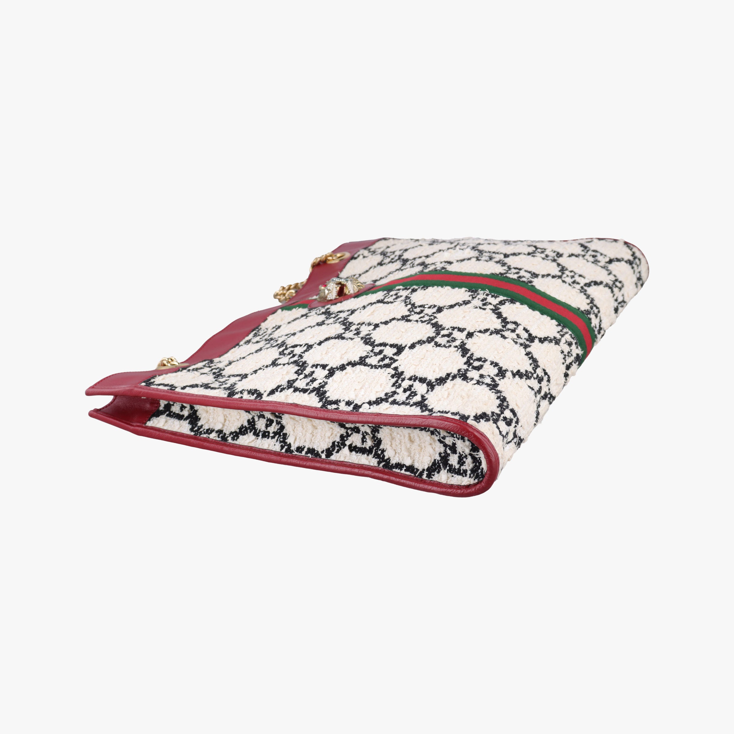 Vintage Gucci Rajah White×red tweed × leather 537219 shoulderbag | stylenewstar