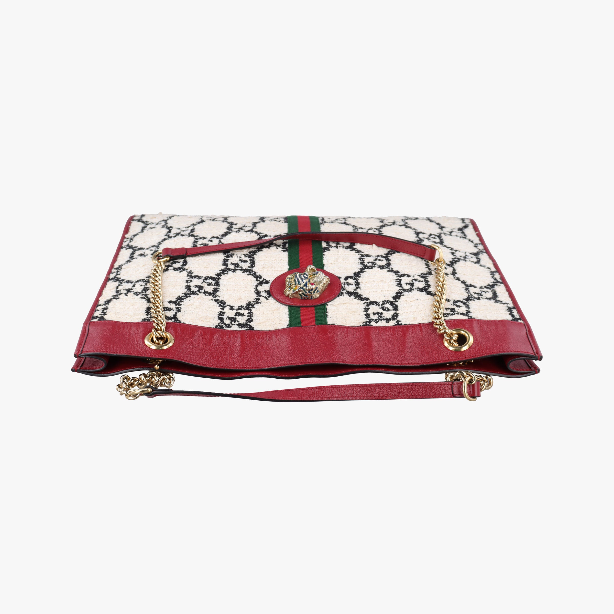 Vintage Gucci Rajah White×red tweed × leather 537219 shoulderbag | stylenewstar