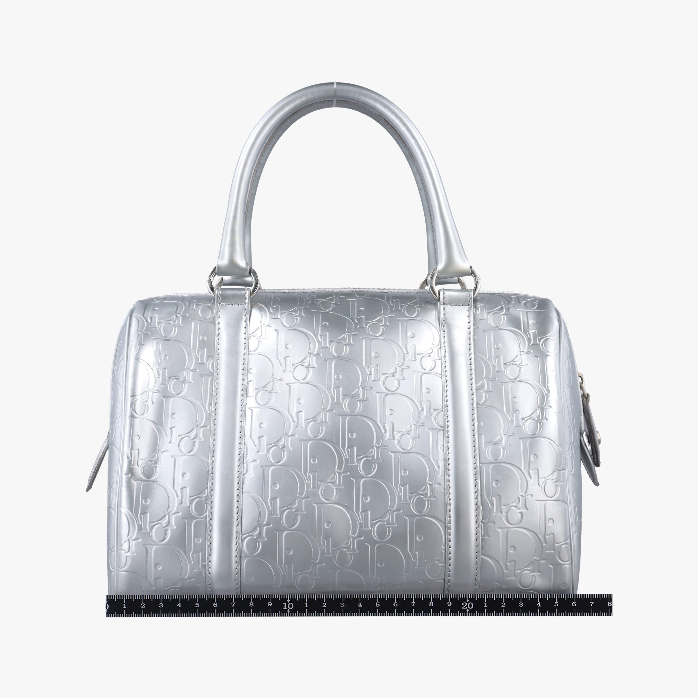 Pre-owned Christian Dior Ultimate Trotter pattern Silver Patent  handbag | stylenewstar