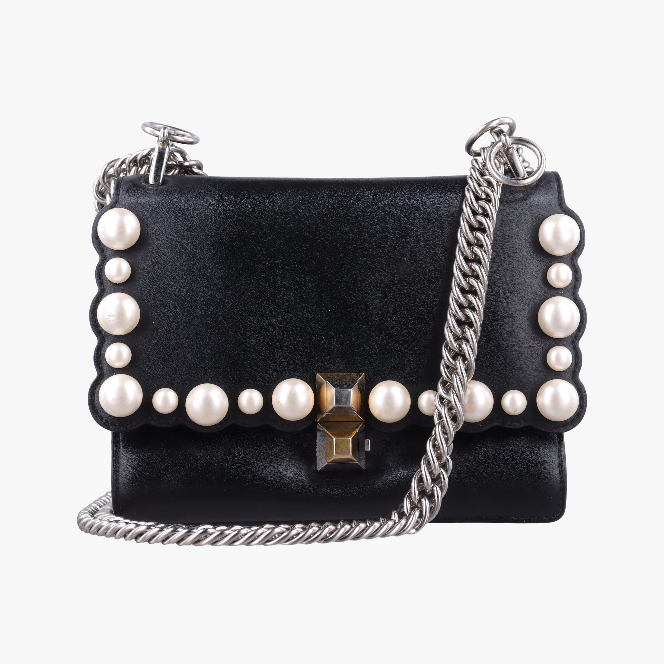 Vintage Fendi Studded Kan I Black Leather 8M0381 shoulderbag | stylenewstar