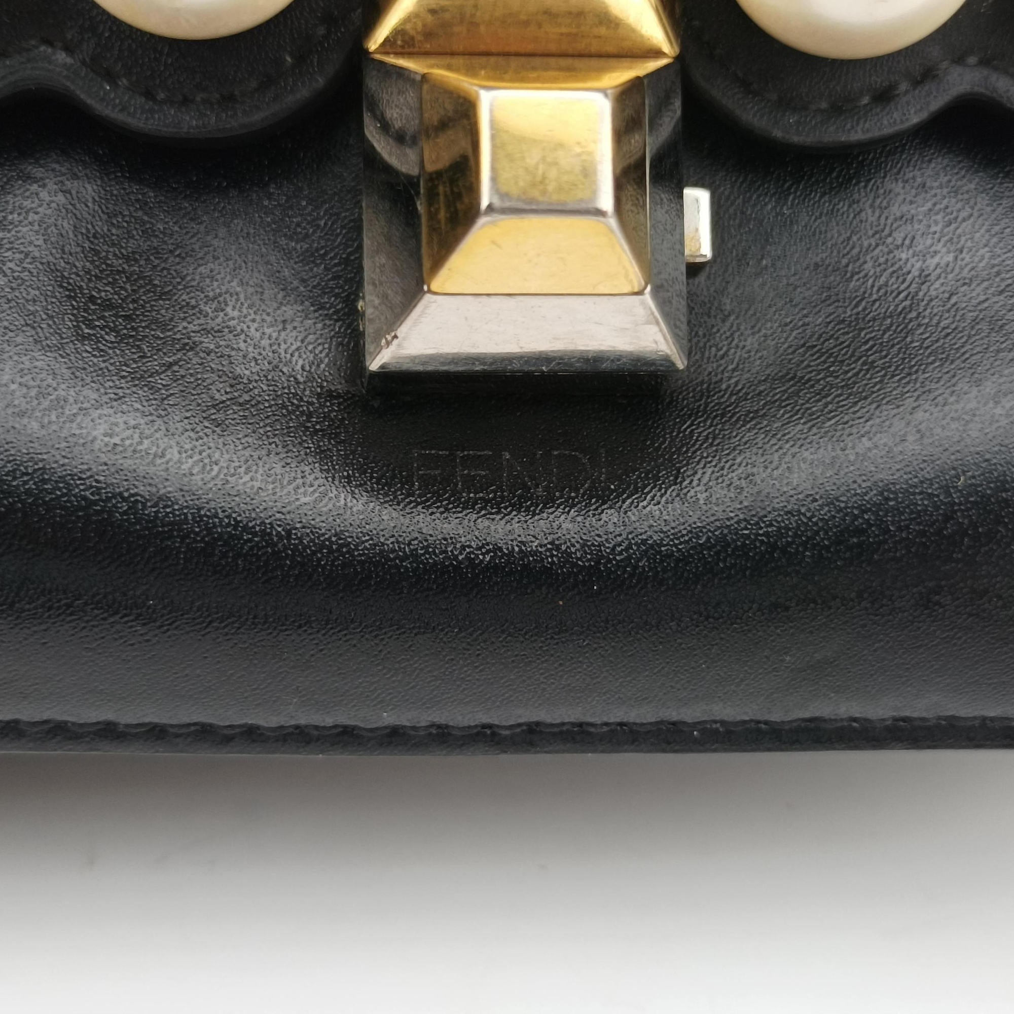 Vintage Fendi Studded Kan I Black Leather 8M0381 shoulderbag | stylenewstar