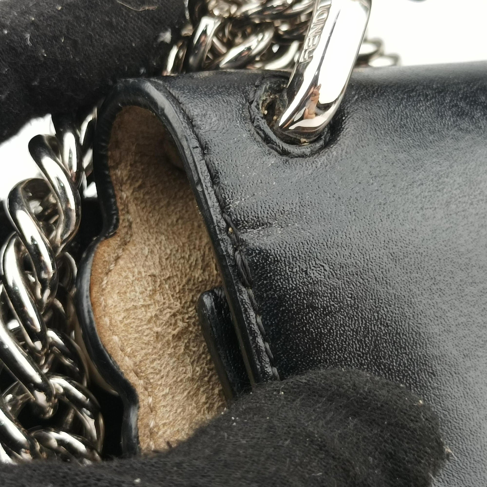 Vintage Fendi Studded Kan I Black Leather 8M0381 shoulderbag | stylenewstar