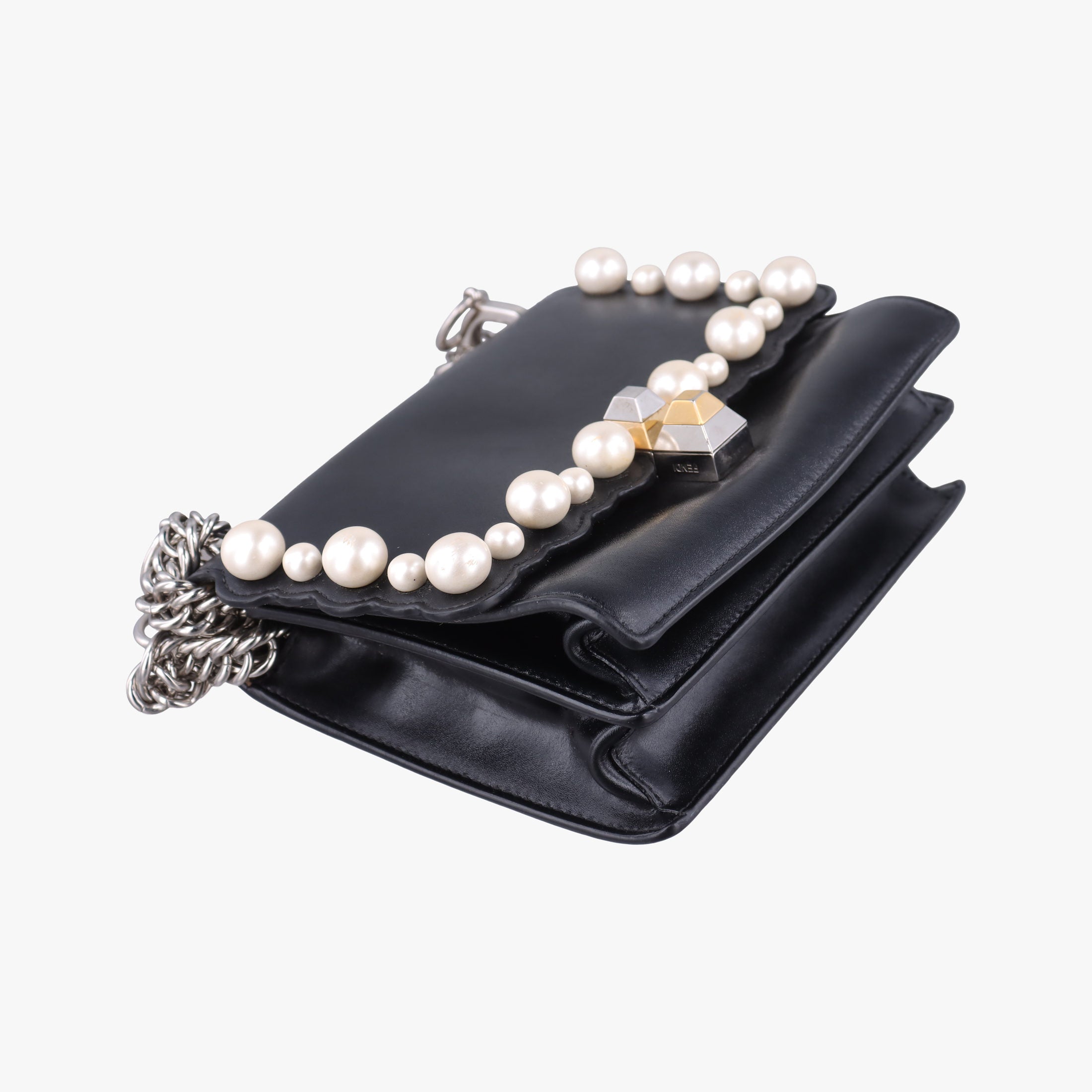Vintage Fendi Studded Kan I Black Leather 8M0381 shoulderbag | stylenewstar