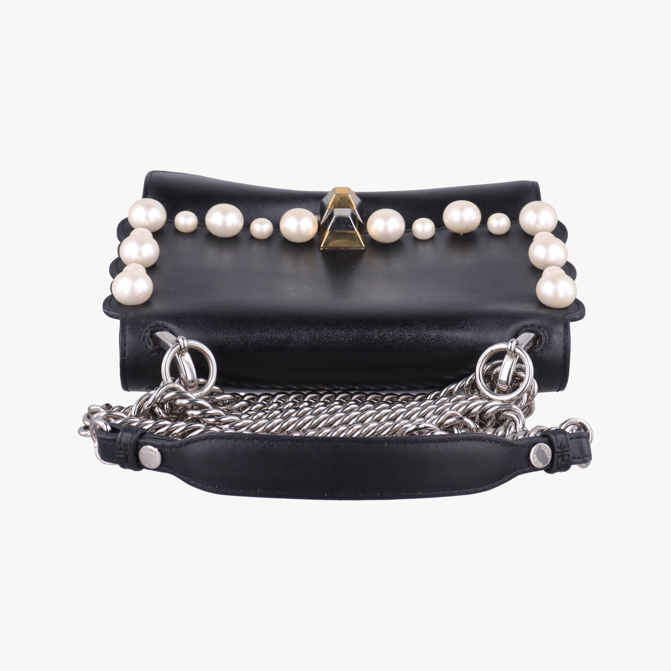 Vintage Fendi Studded Kan I Black Leather 8M0381 shoulderbag | stylenewstar