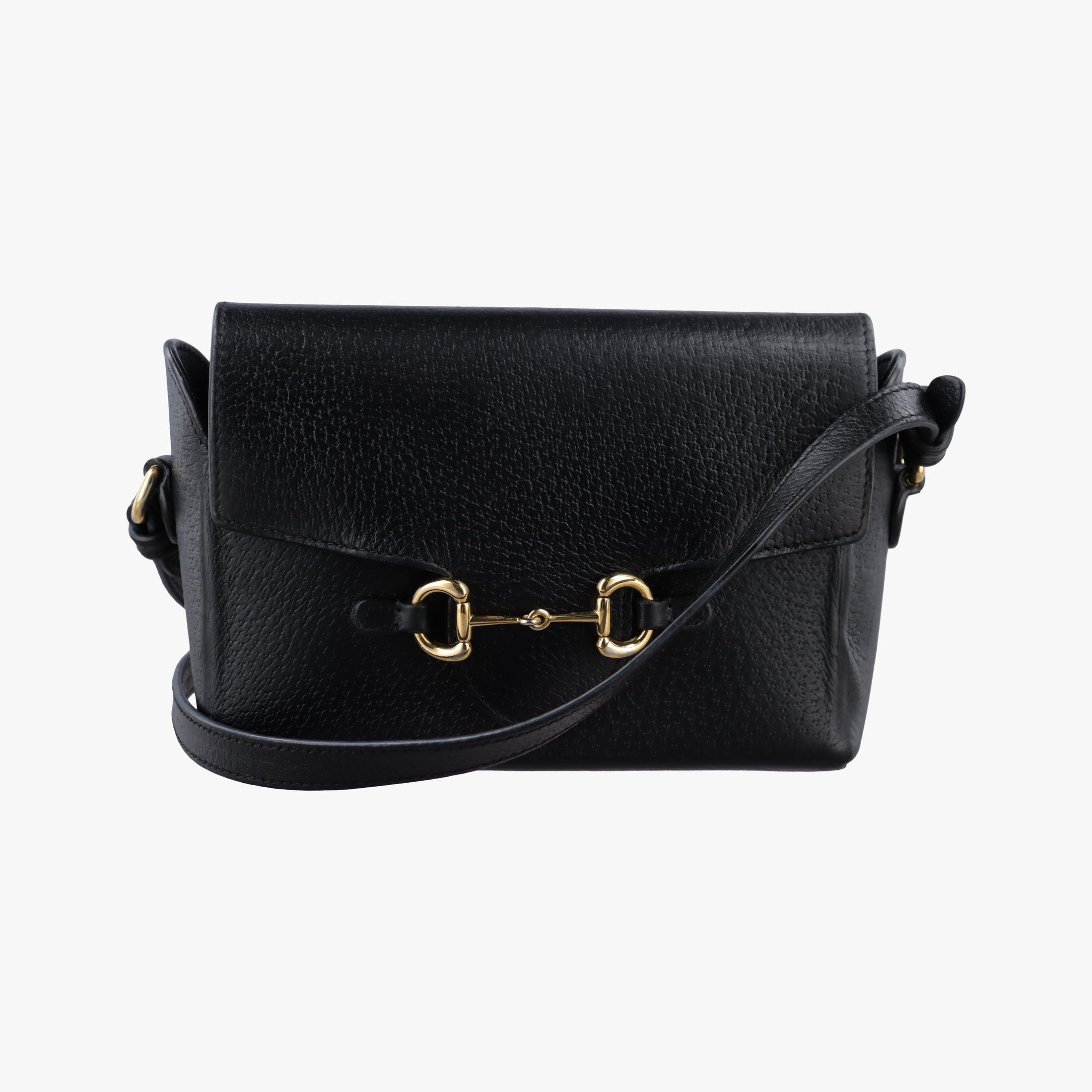 Pre-owned Gucci Horsebit 1955 Black Leather 732314 shoulderbag | stylenewstar