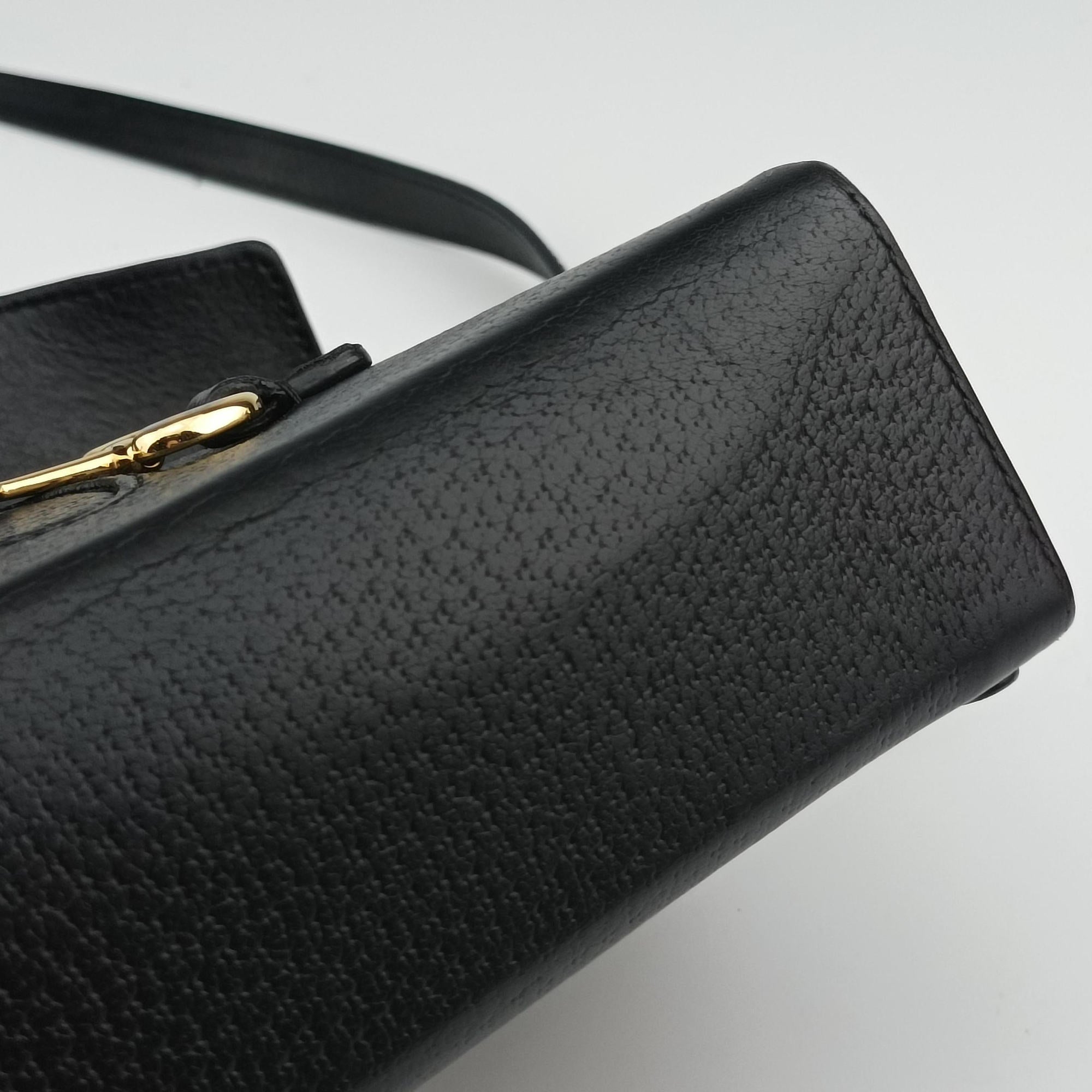 Pre-owned Gucci Horsebit 1955 Black Leather 732314 shoulderbag | stylenewstar