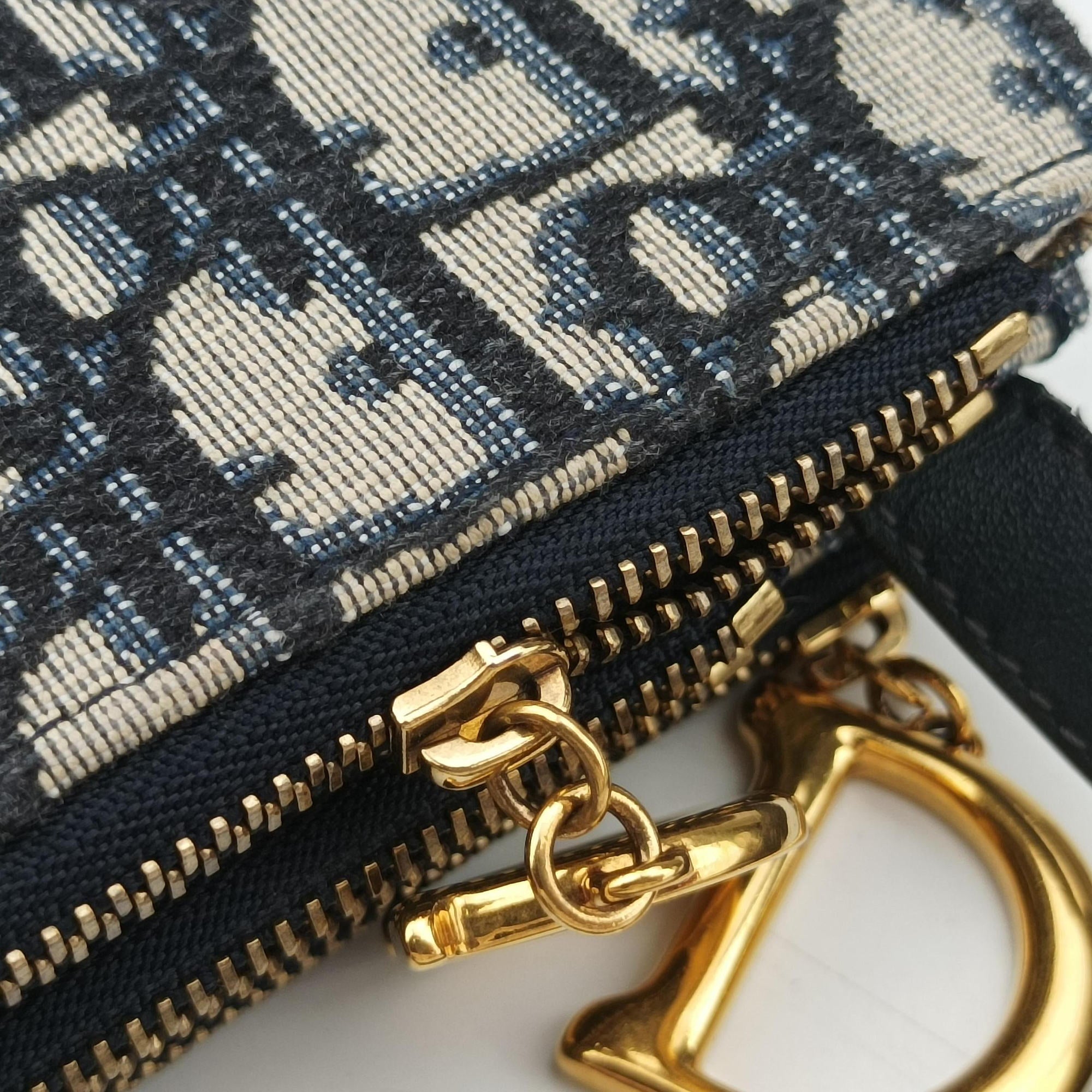 Pre-owned Christian Dior Saddle Navy×gray Jacquard  shoulderbag | stylenewstar