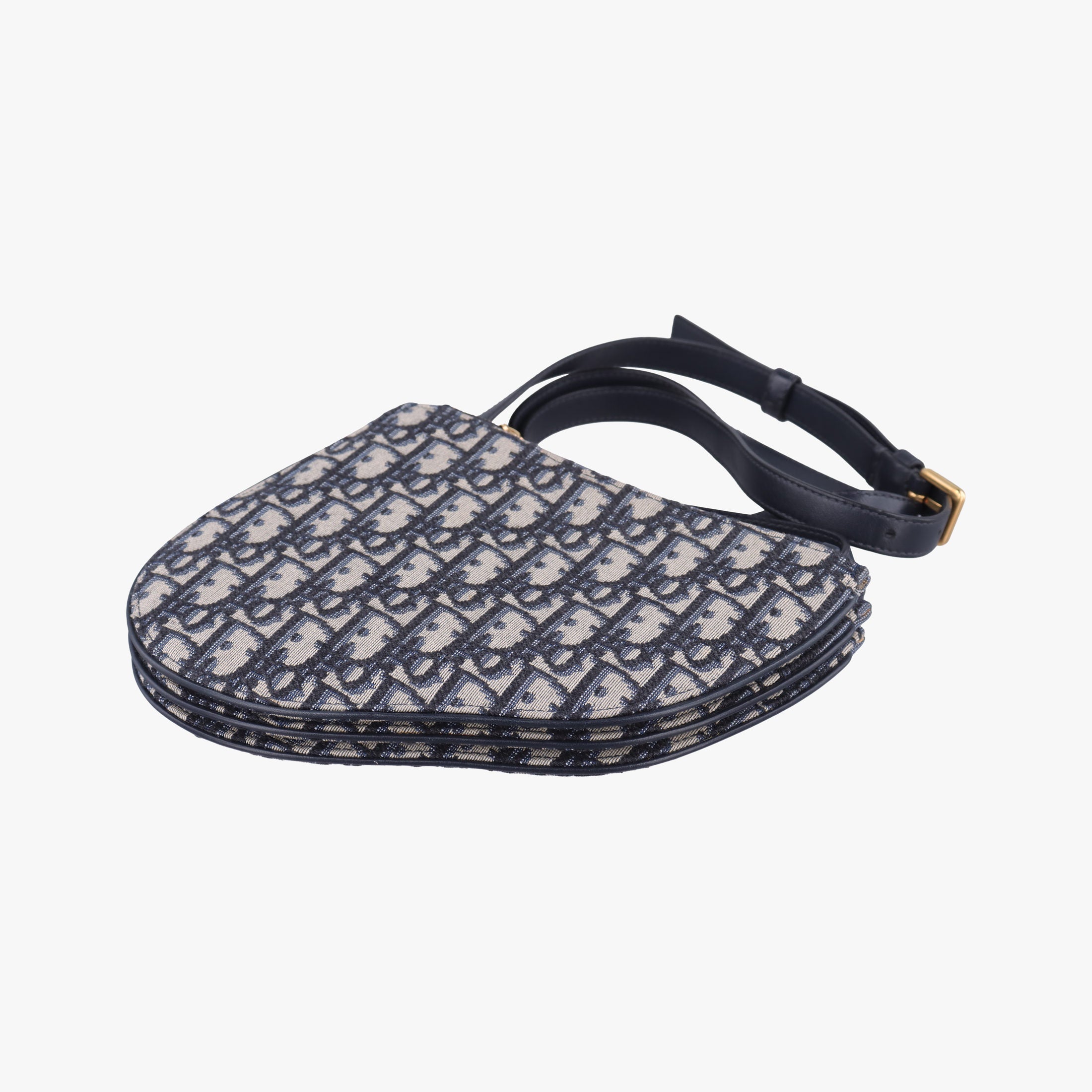 Pre-owned Christian Dior Saddle Navy×gray Jacquard  shoulderbag | stylenewstar