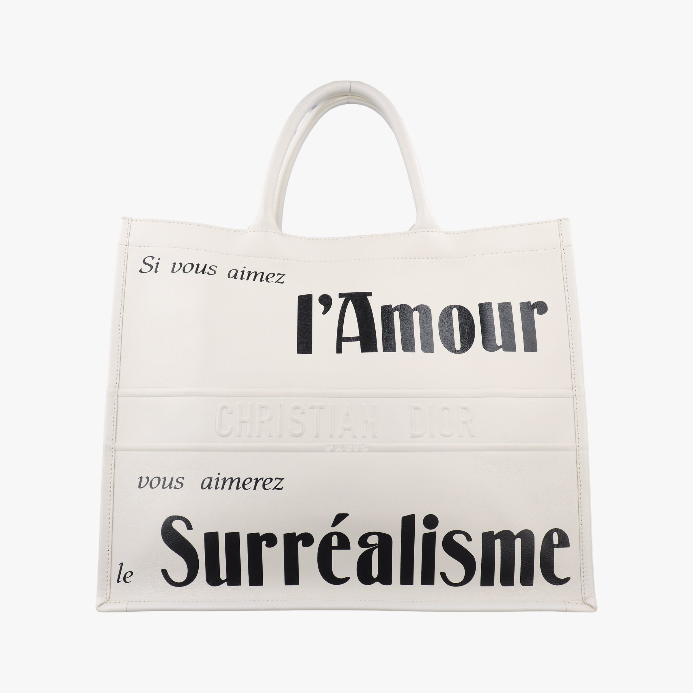 Pre-owned Christian Dior BOOK TOTE White Leather  handbag | stylenewstar