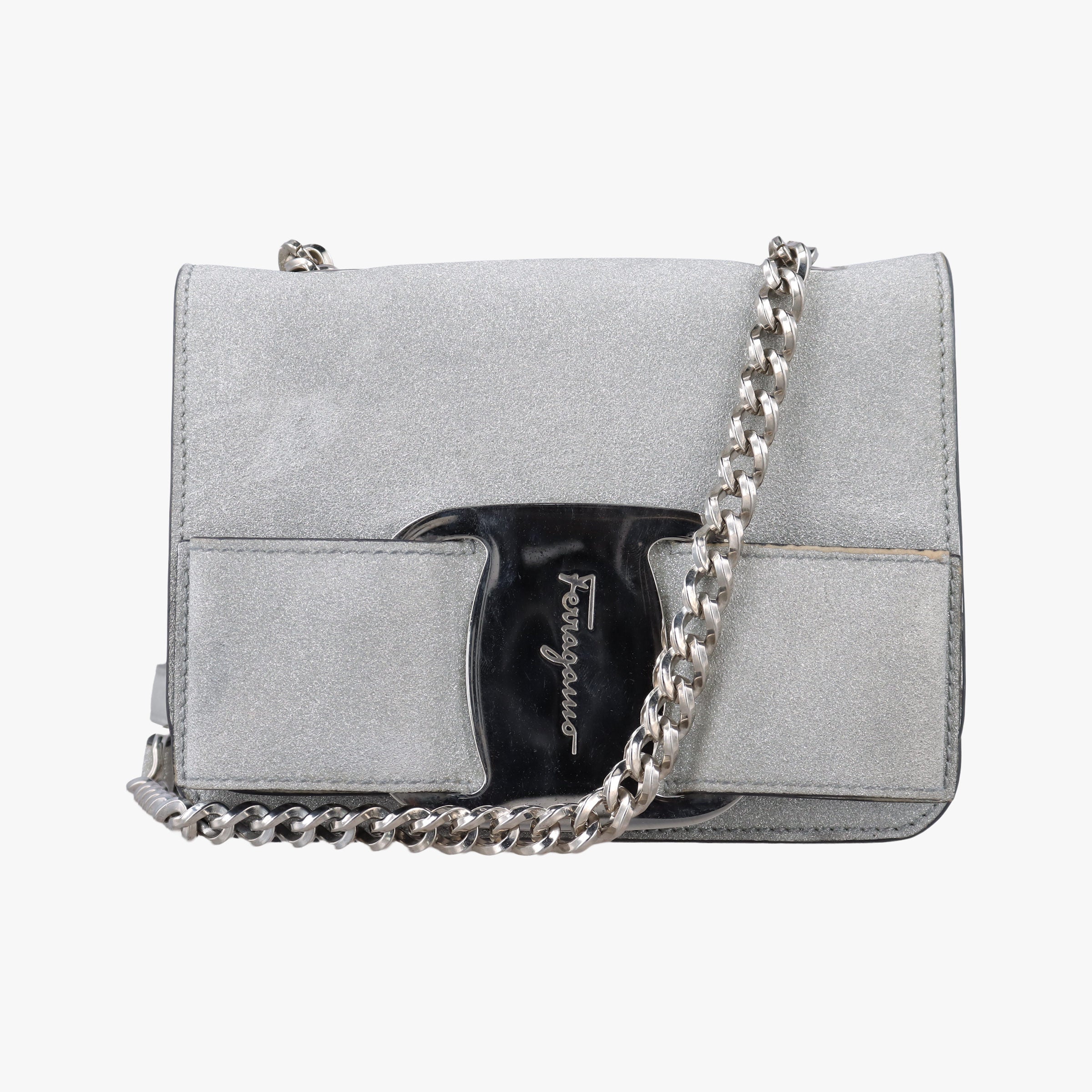 Pre-owned Ferragamo Vara Silver Leather  shoulderbag | stylenewstar