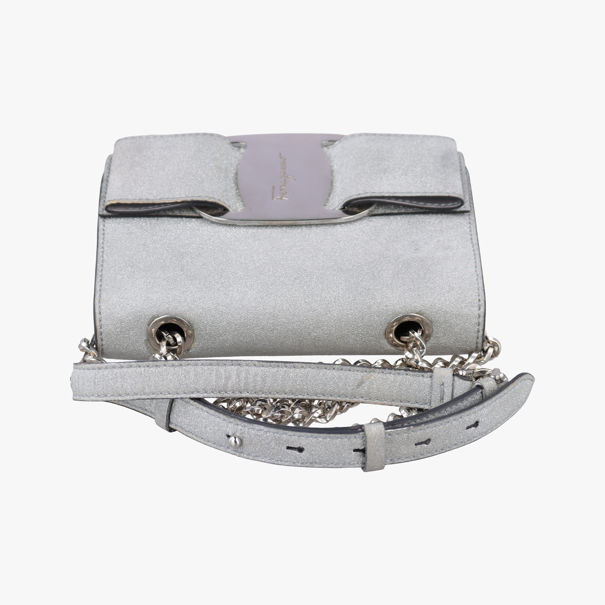 Pre-owned Ferragamo Vara Silver Leather  shoulderbag | stylenewstar