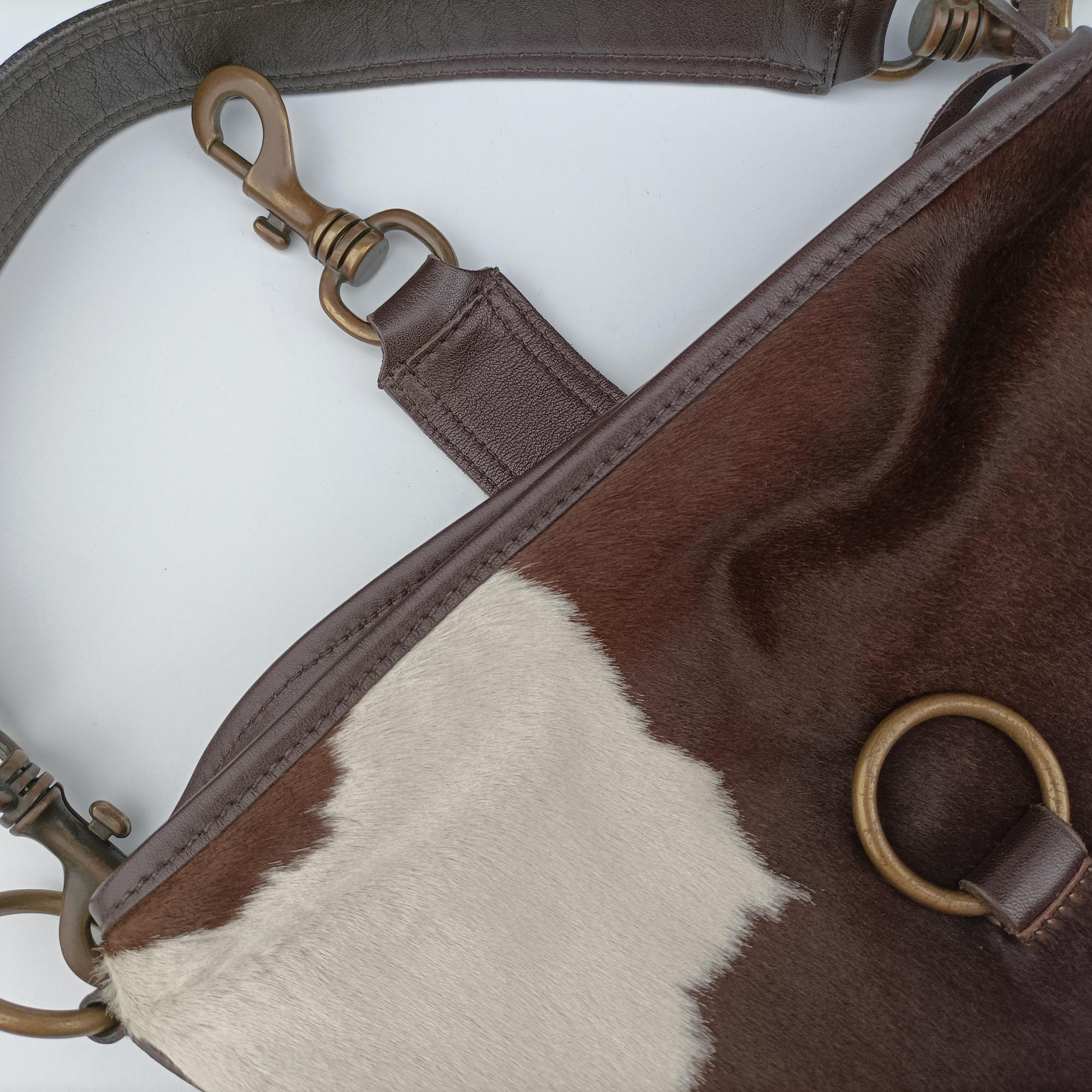 Pre-owned Miu Miu Horsebit Cow Print Hobo Brown Pony-style Calfskin × Leather  shoulderbag | stylenewstar