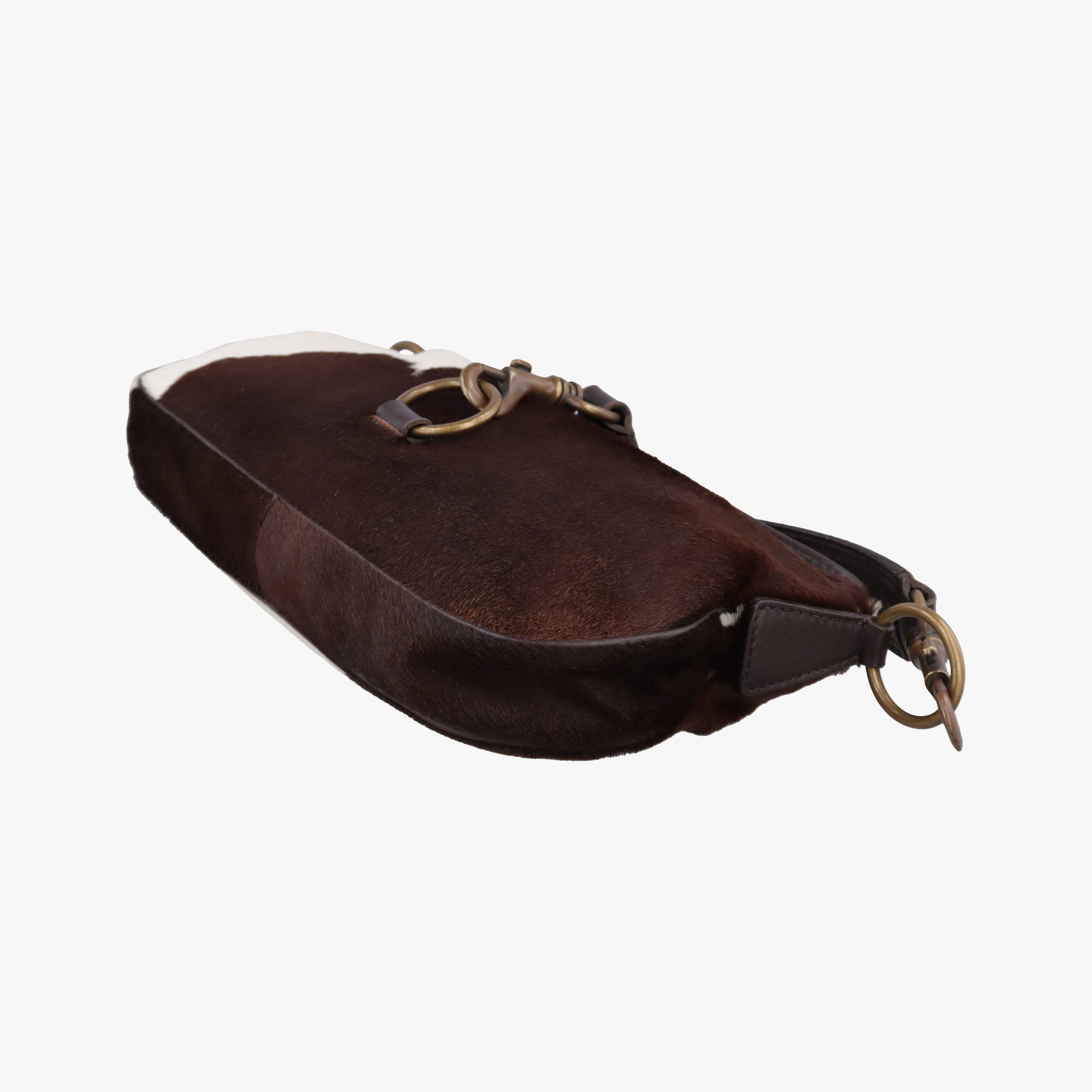 Pre-owned Miu Miu Horsebit Cow Print Hobo Brown Pony-style Calfskin × Leather  shoulderbag | stylenewstar