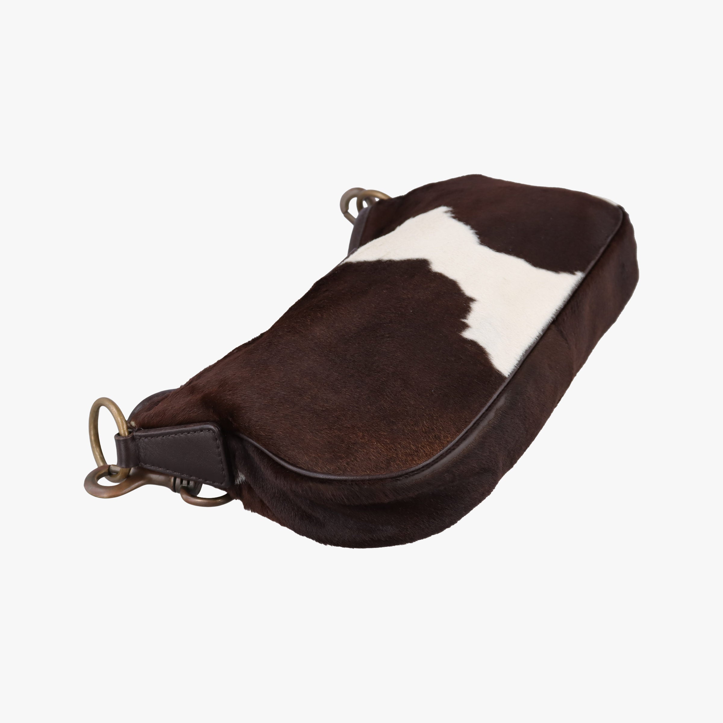 Pre-owned Miu Miu Horsebit Cow Print Hobo Brown Pony-style Calfskin × Leather  shoulderbag | stylenewstar