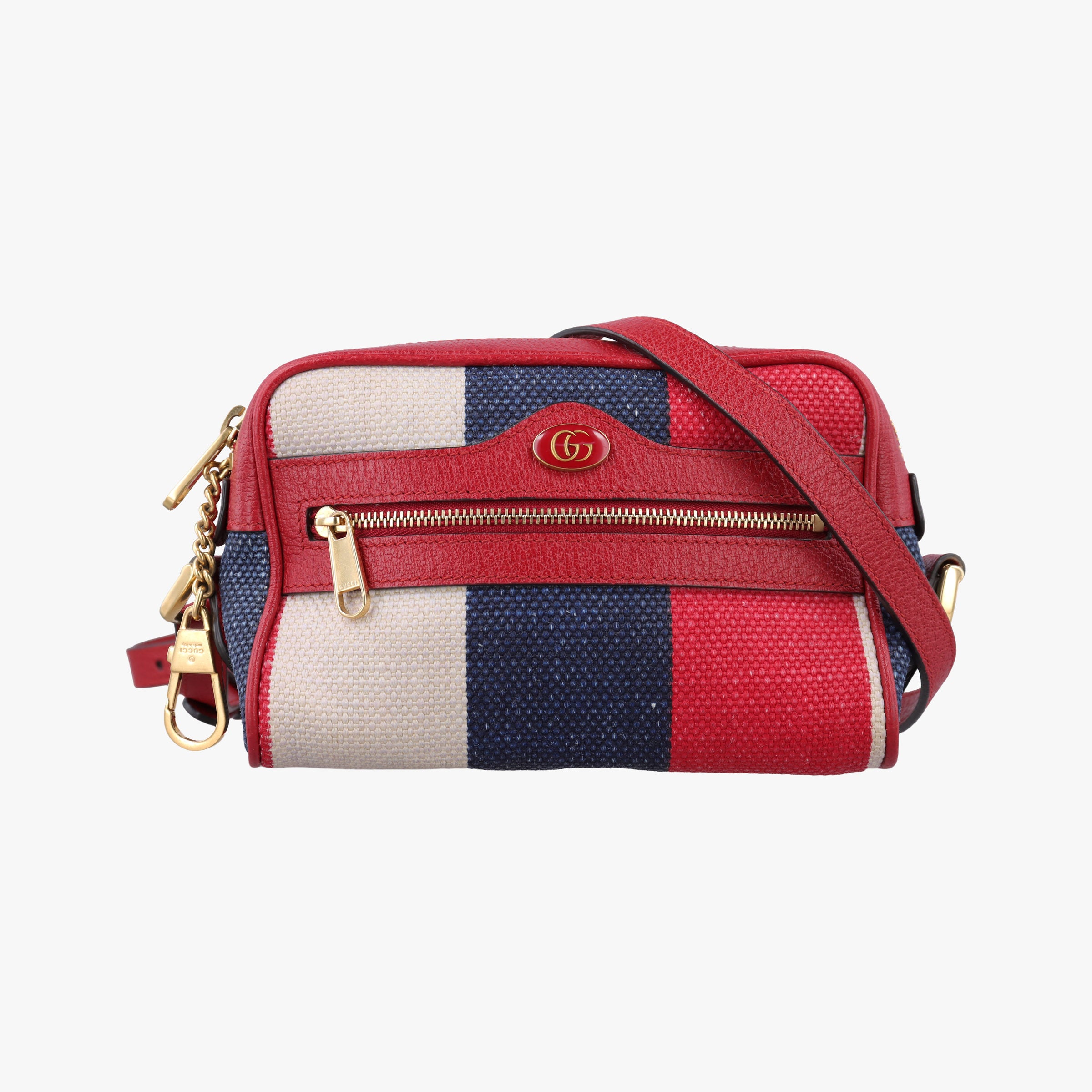 Pre-owned Gucci OPHIDIA Red × Navy × Ivory Canvas × Leather 517350 shoulderbag | stylenewstar