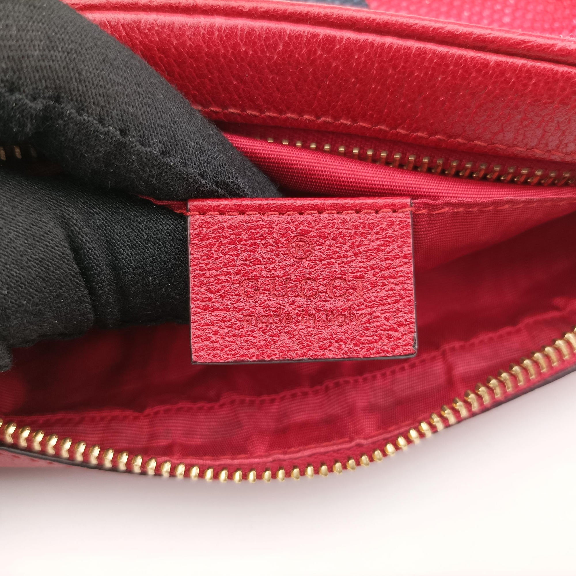 Pre-owned Gucci OPHIDIA Red × Navy × Ivory Canvas × Leather 517350 shoulderbag | stylenewstar