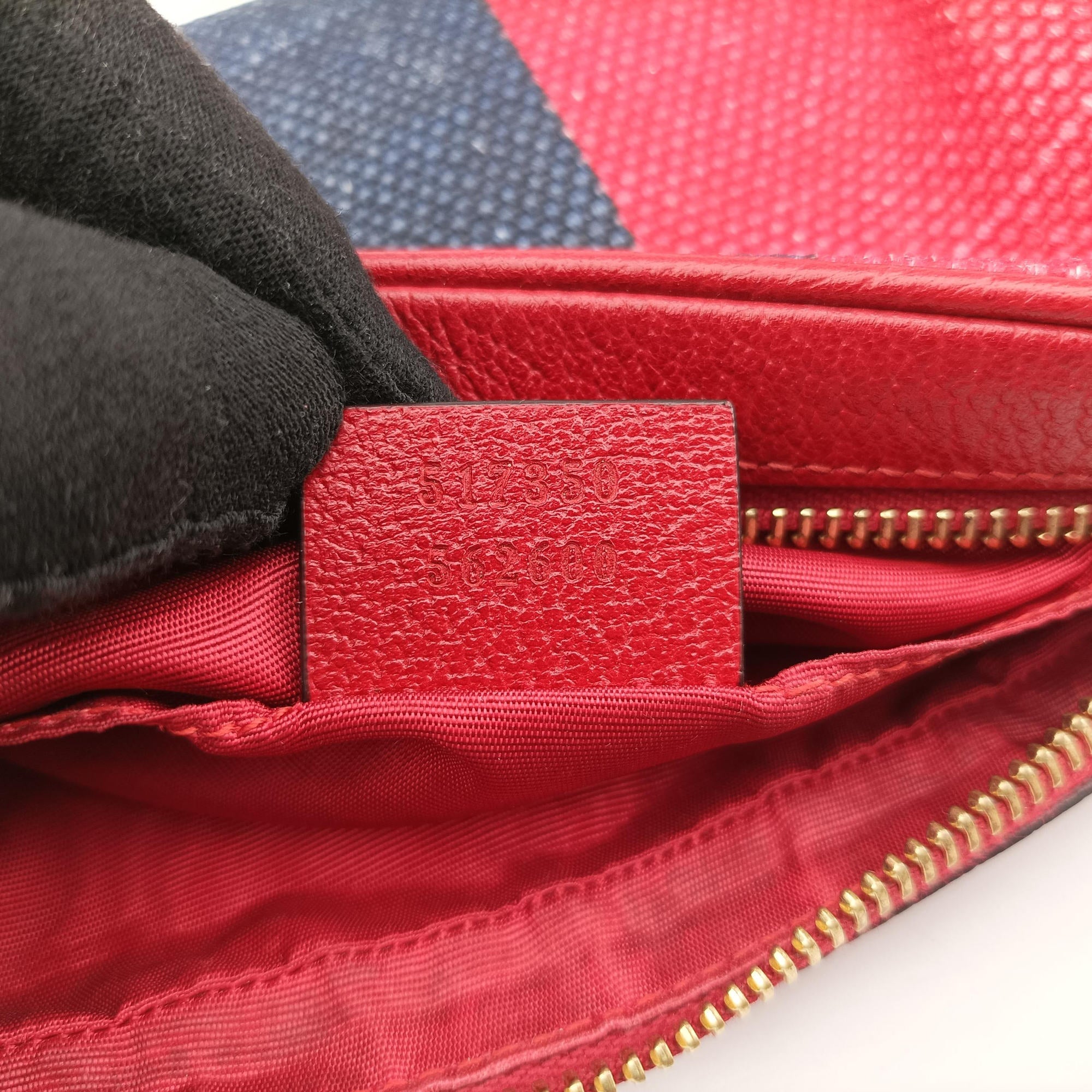 Pre-owned Gucci OPHIDIA Red × Navy × Ivory Canvas × Leather 517350 shoulderbag | stylenewstar
