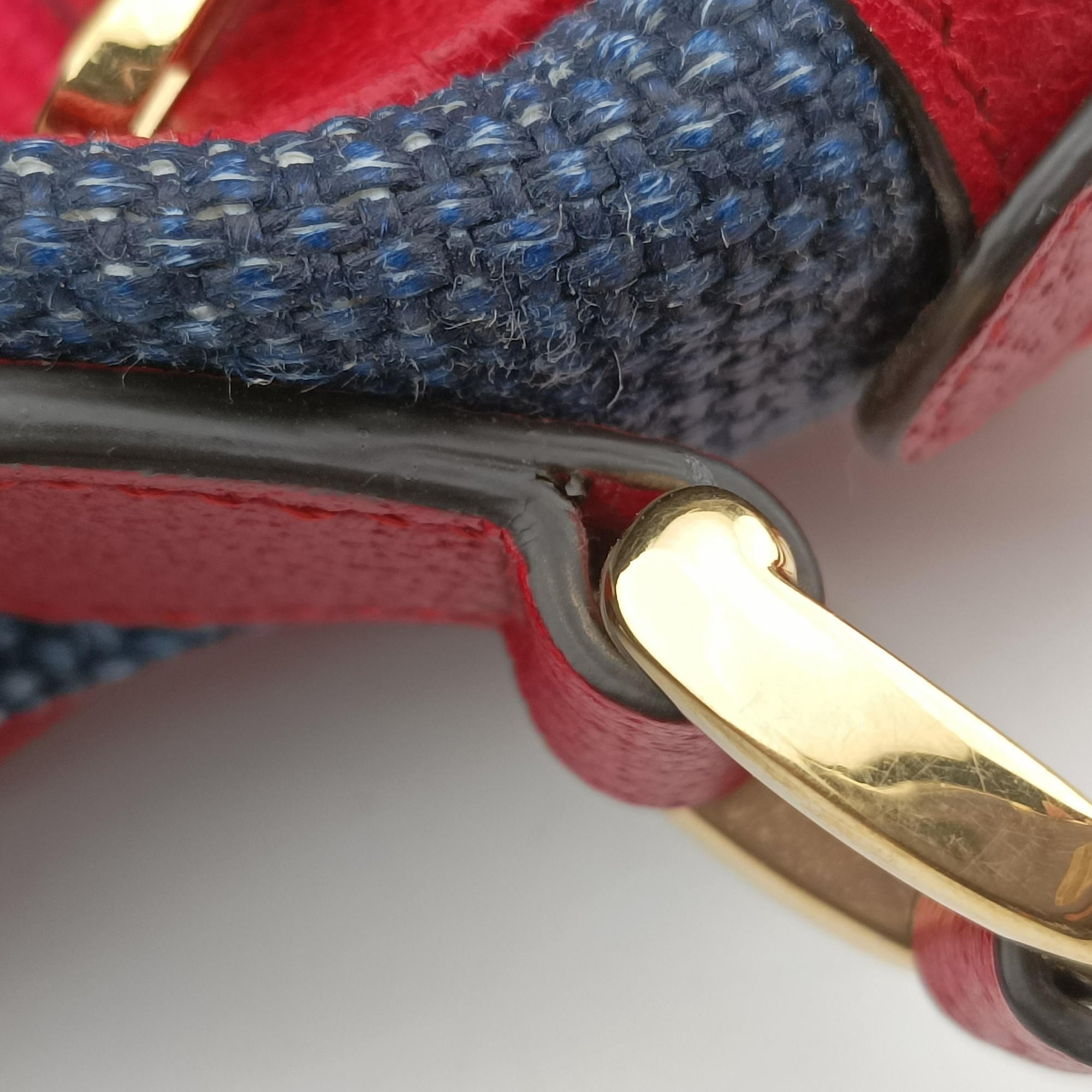 Pre-owned Gucci OPHIDIA Red × Navy × Ivory Canvas × Leather 517350 shoulderbag | stylenewstar