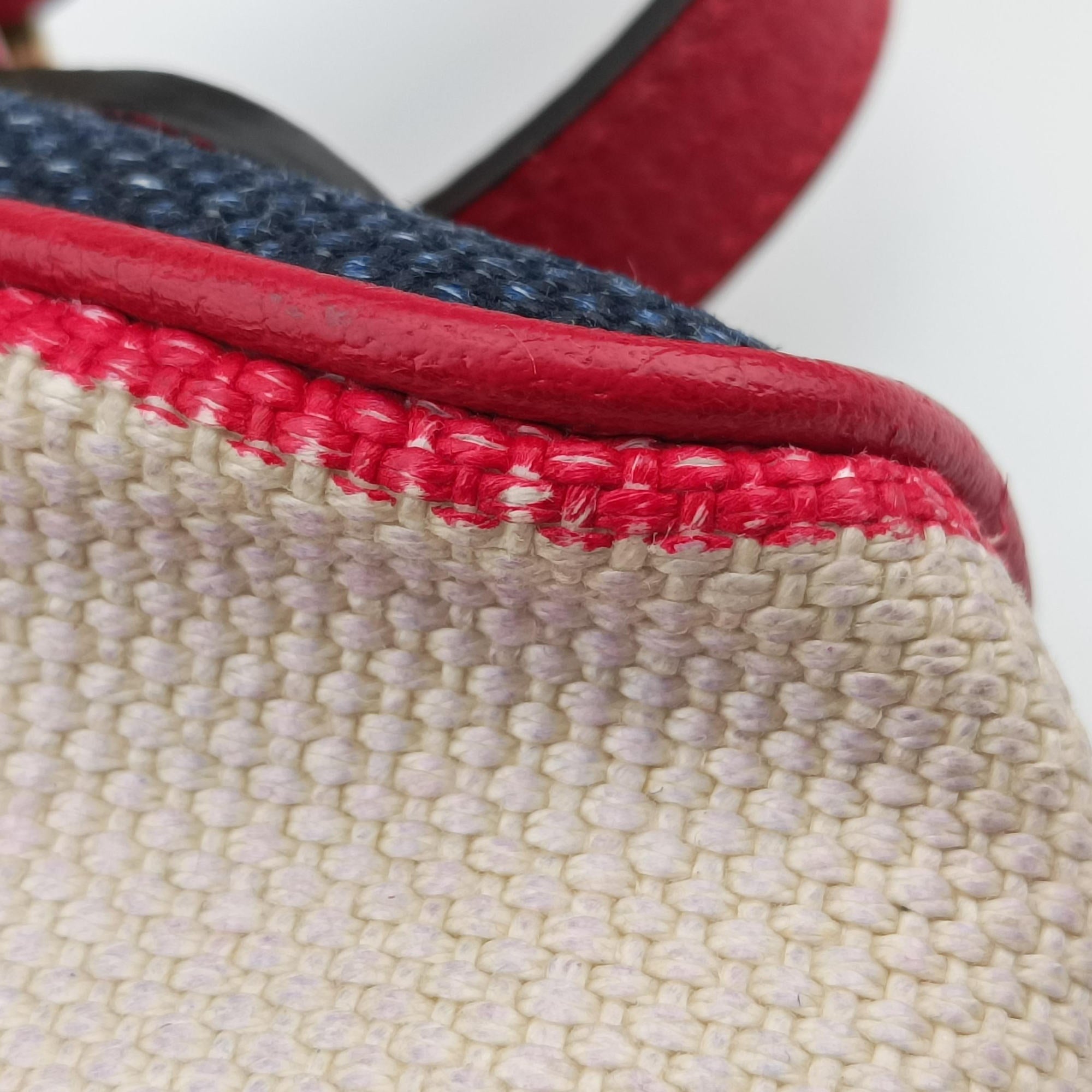 Pre-owned Gucci OPHIDIA Red × Navy × Ivory Canvas × Leather 517350 shoulderbag | stylenewstar