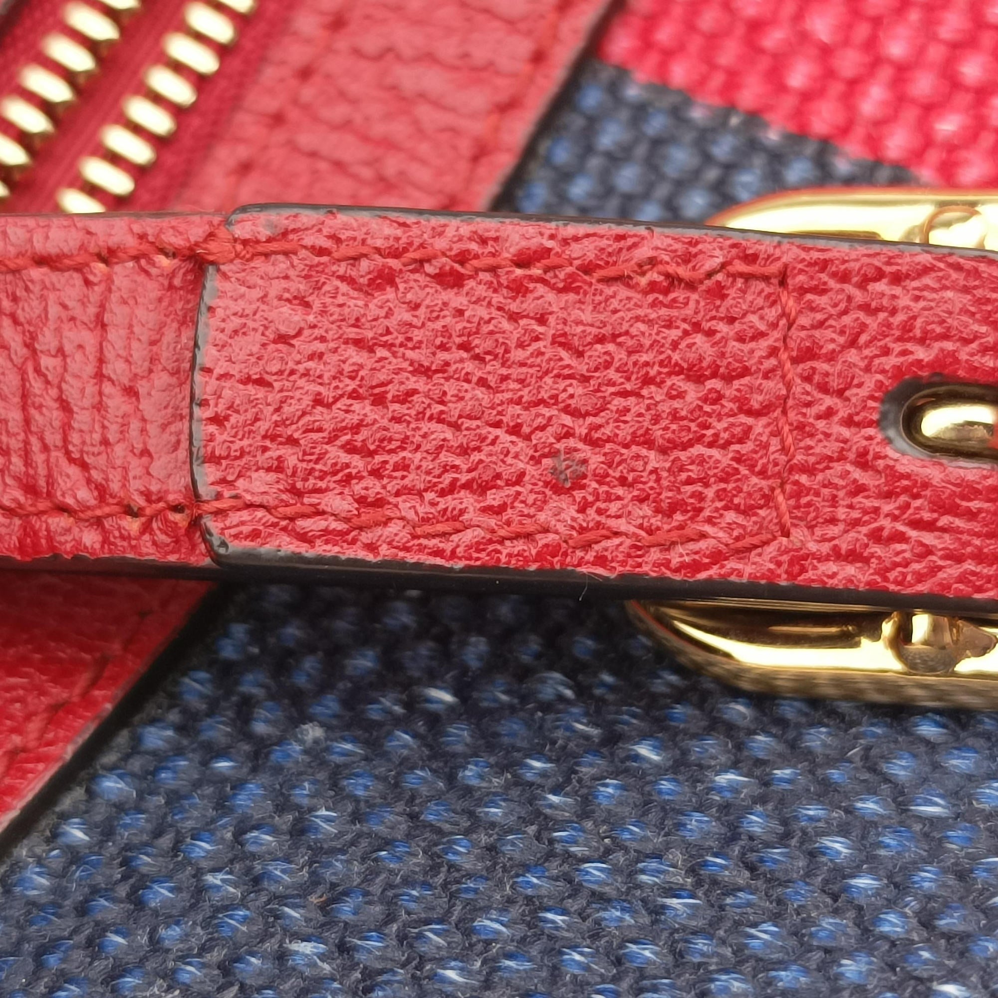 Pre-owned Gucci OPHIDIA Red × Navy × Ivory Canvas × Leather 517350 shoulderbag | stylenewstar