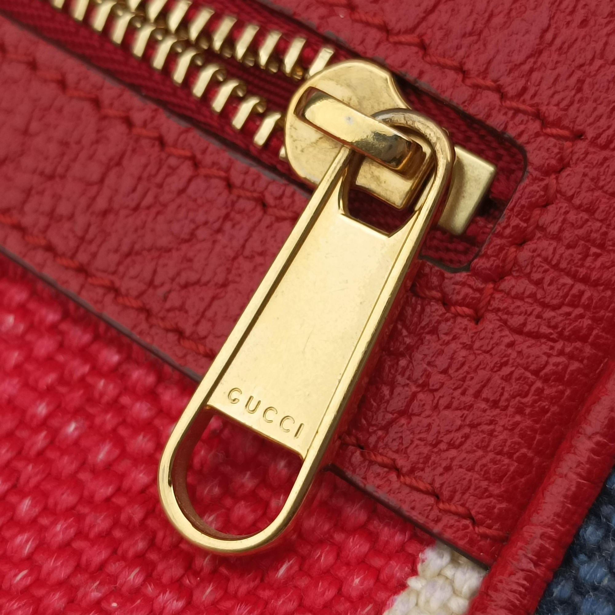 Pre-owned Gucci OPHIDIA Red × Navy × Ivory Canvas × Leather 517350 shoulderbag | stylenewstar
