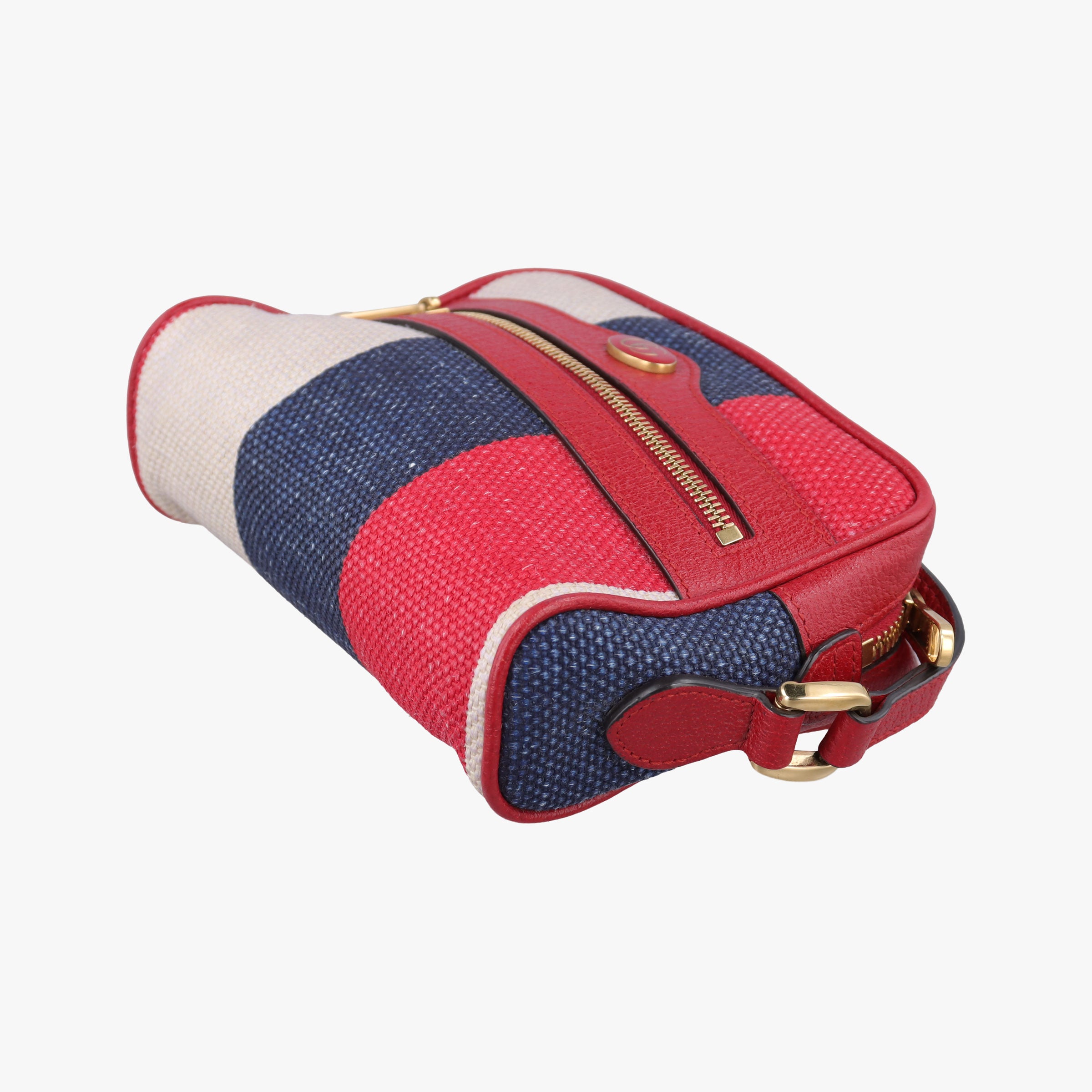 Pre-owned Gucci OPHIDIA Red × Navy × Ivory Canvas × Leather 517350 shoulderbag | stylenewstar