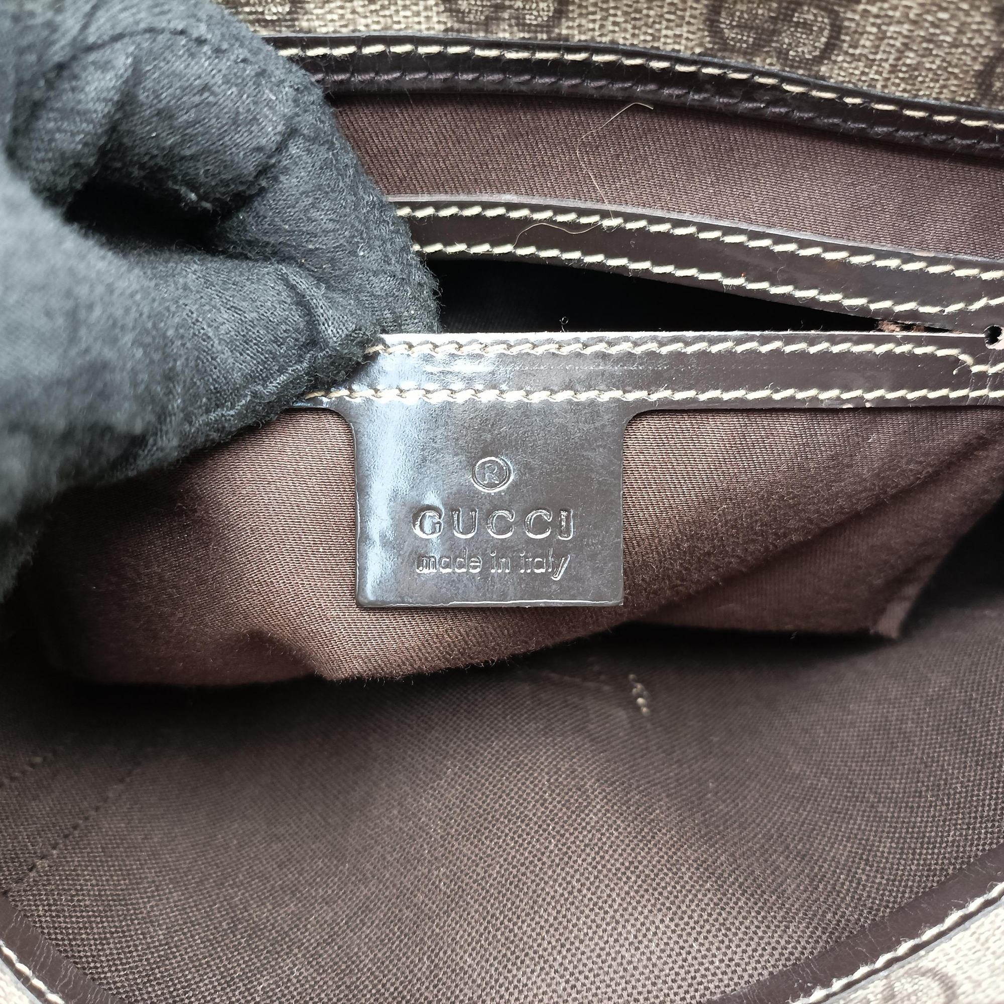 Secondhand Gucci Jackie Brown PVC coated canvas×Leather 203495 handbag | stylenewstar