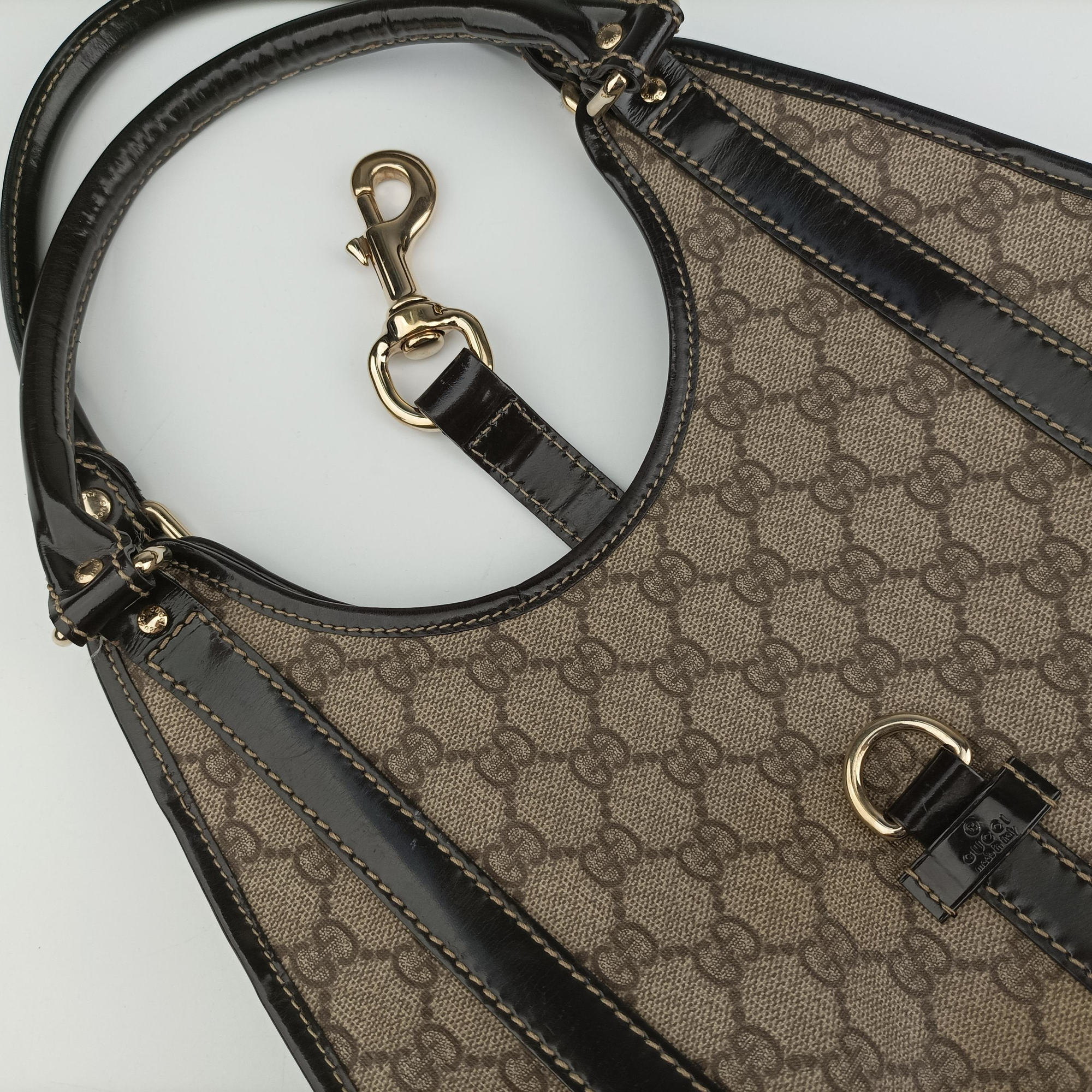 Secondhand Gucci Jackie Brown PVC coated canvas×Leather 203495 handbag | stylenewstar