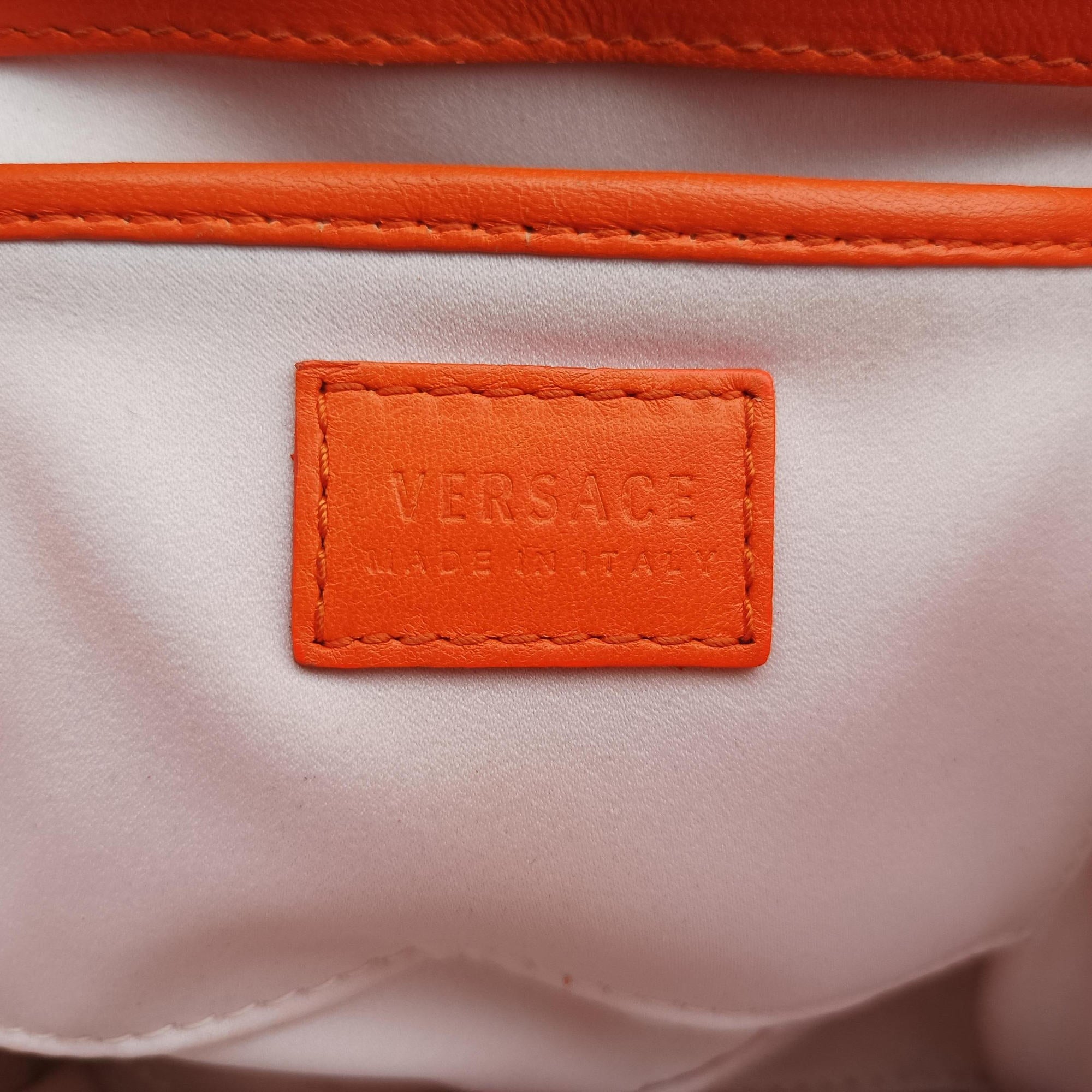 Pre-owned VERSACE La Medusa Orange patent  shoulderbag | stylenewstar