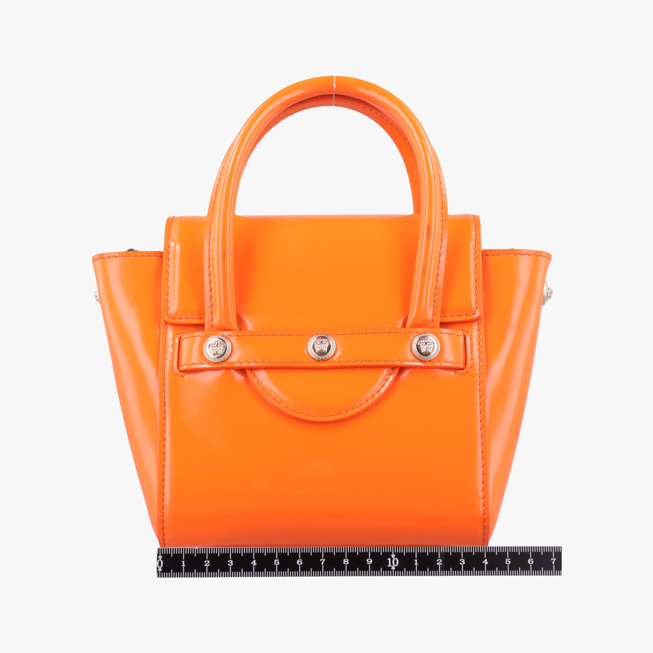 Pre-owned VERSACE La Medusa Orange patent  shoulderbag | stylenewstar