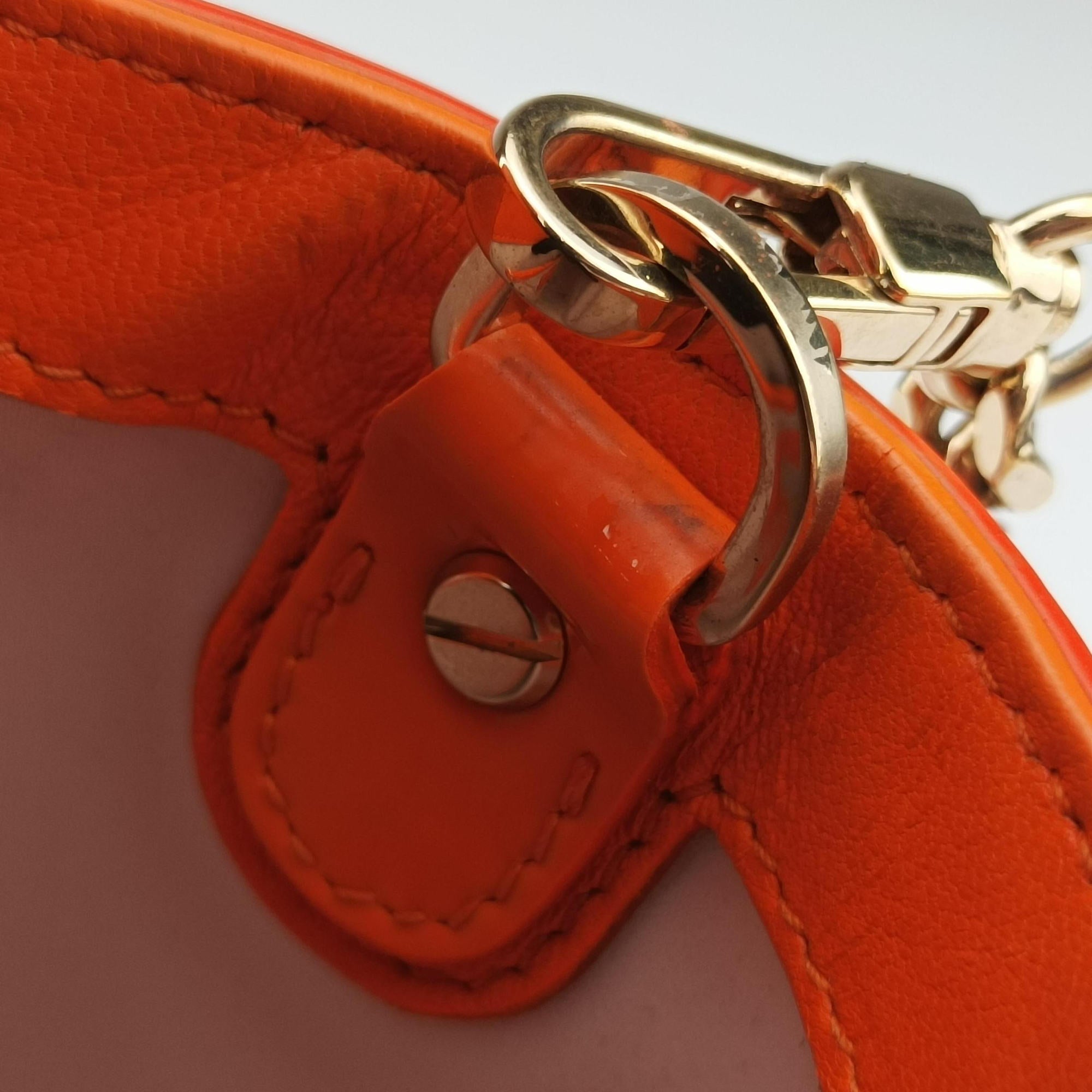 Pre-owned VERSACE La Medusa Orange patent  shoulderbag | stylenewstar